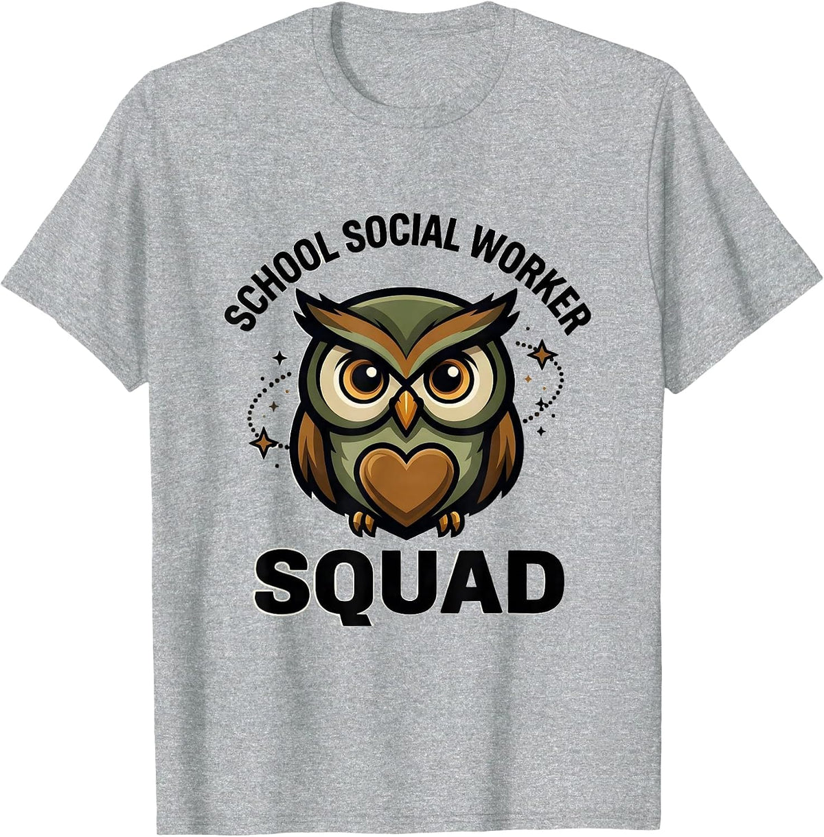 Men's School Social Worker Squad Bold Owl Mascot Counselor T-Shirt - Heather Grey