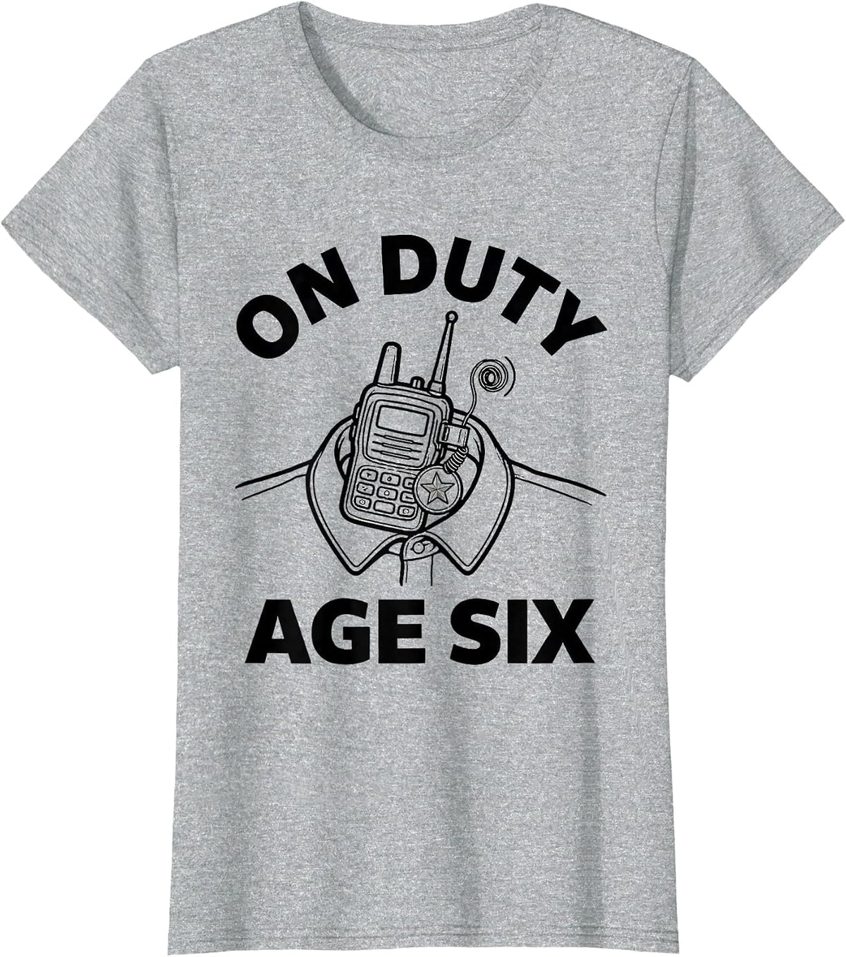 On Duty Age Six Future Police Officer Kids Birthday Toddler T-Shirt - Heather Grey