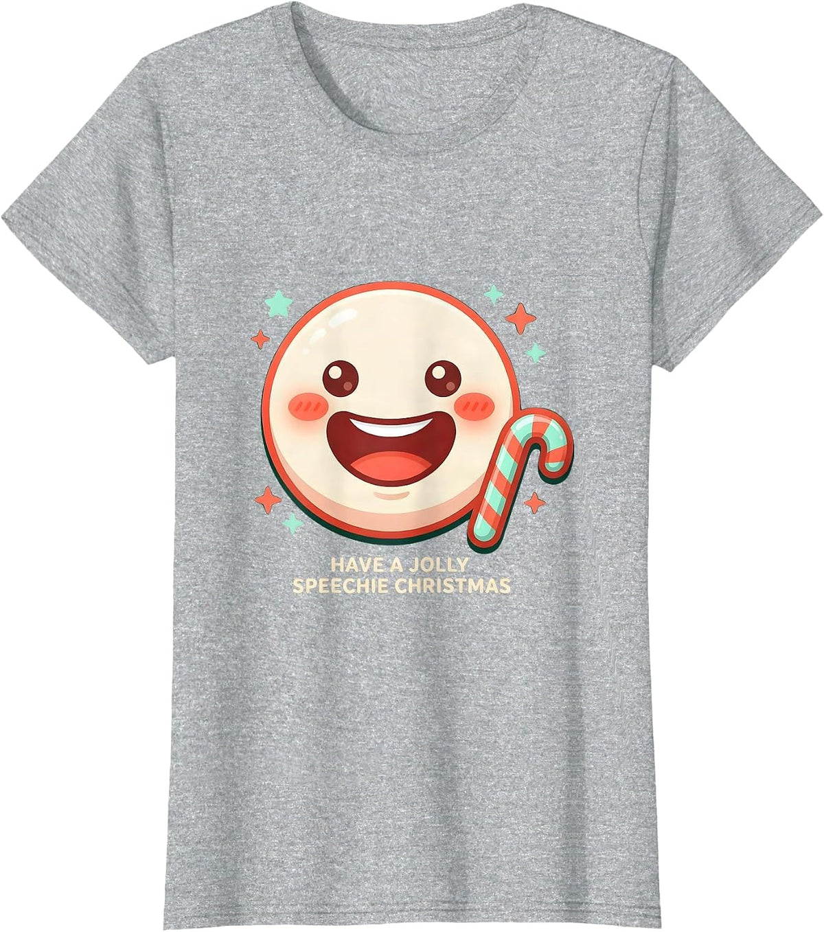 Women's Have a Jolly Speechie Christmas Cute Kawaii SLP Therapist T-Shirt - Heather Grey