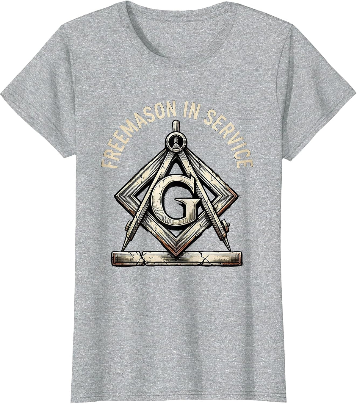 Freemason In Service Distressed Masonic Lodge Gift T-Shirt - Heather Grey