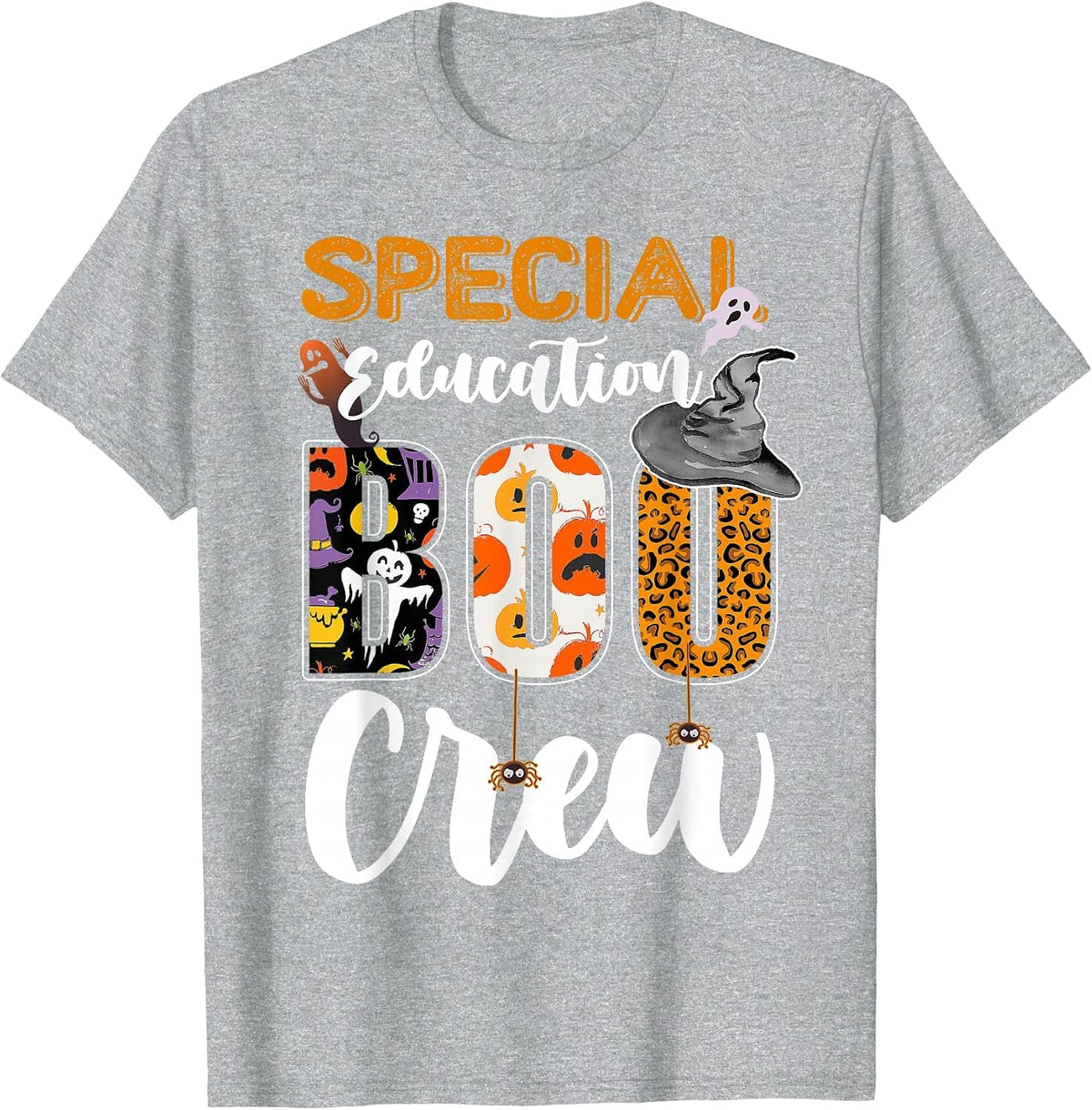 Special Education Boo Crew Ghost Funny Halloween Matching T-Shirt - Heather Grey