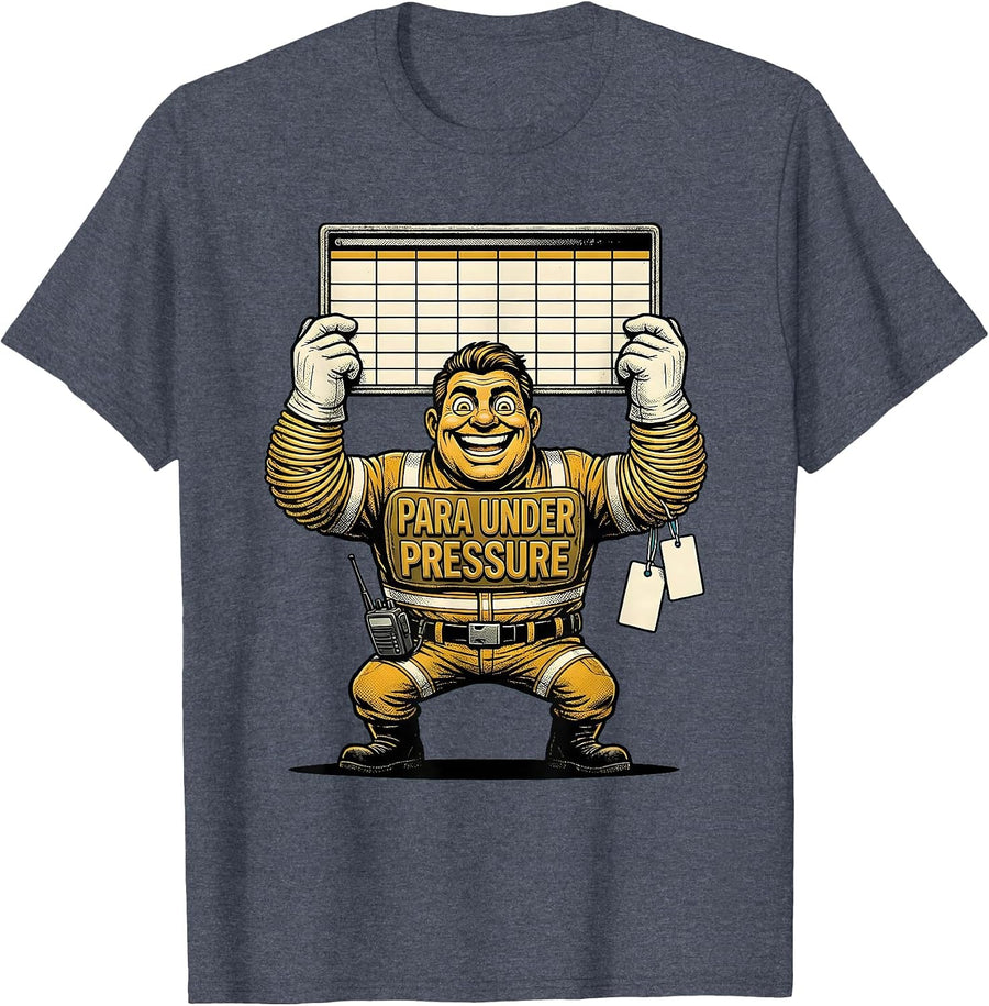 Para Under Pressure Retro Cartoon Paraprofessional Humor T-Shirt, Men, Heather Blue, XX-Large - As Pictured