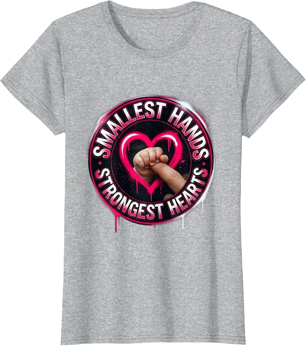 Women's Smallest Hands Strongest Hearts NICU Nurse Design T-Shirt - Heather Grey