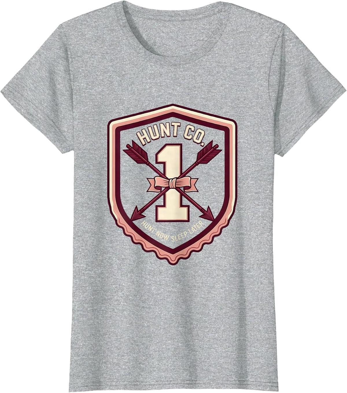 Hunt Now Sleep Later Hunting Graphic Design T-Shirt - Heather Grey