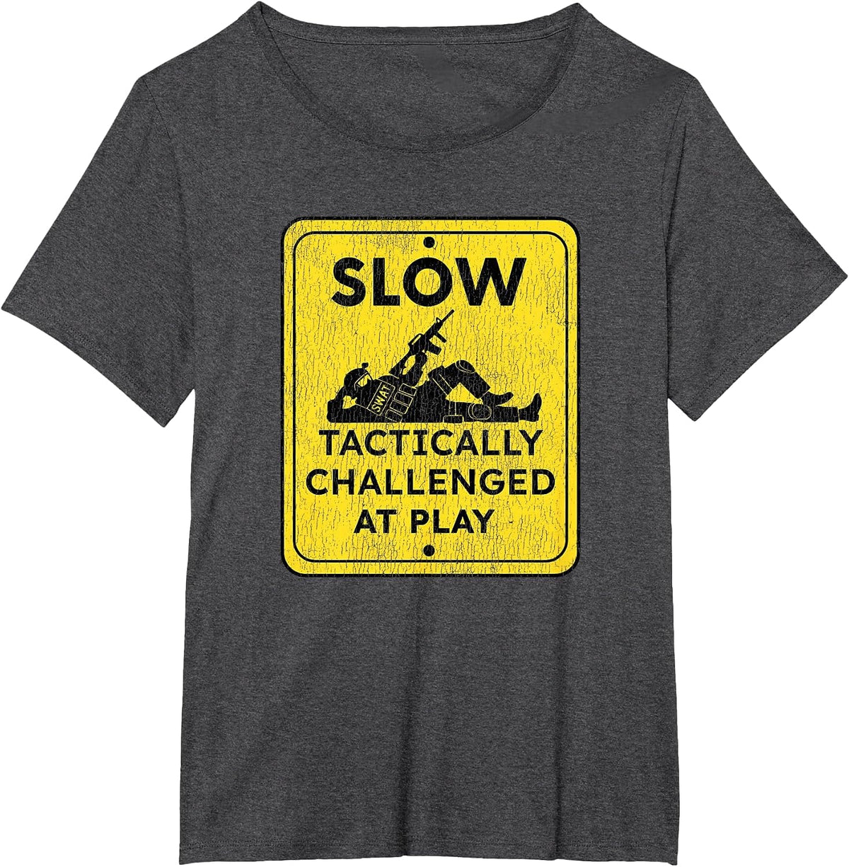 Funny Tactically Challenged for Police SWAT Team T-Shirt - Dark Heather Grey