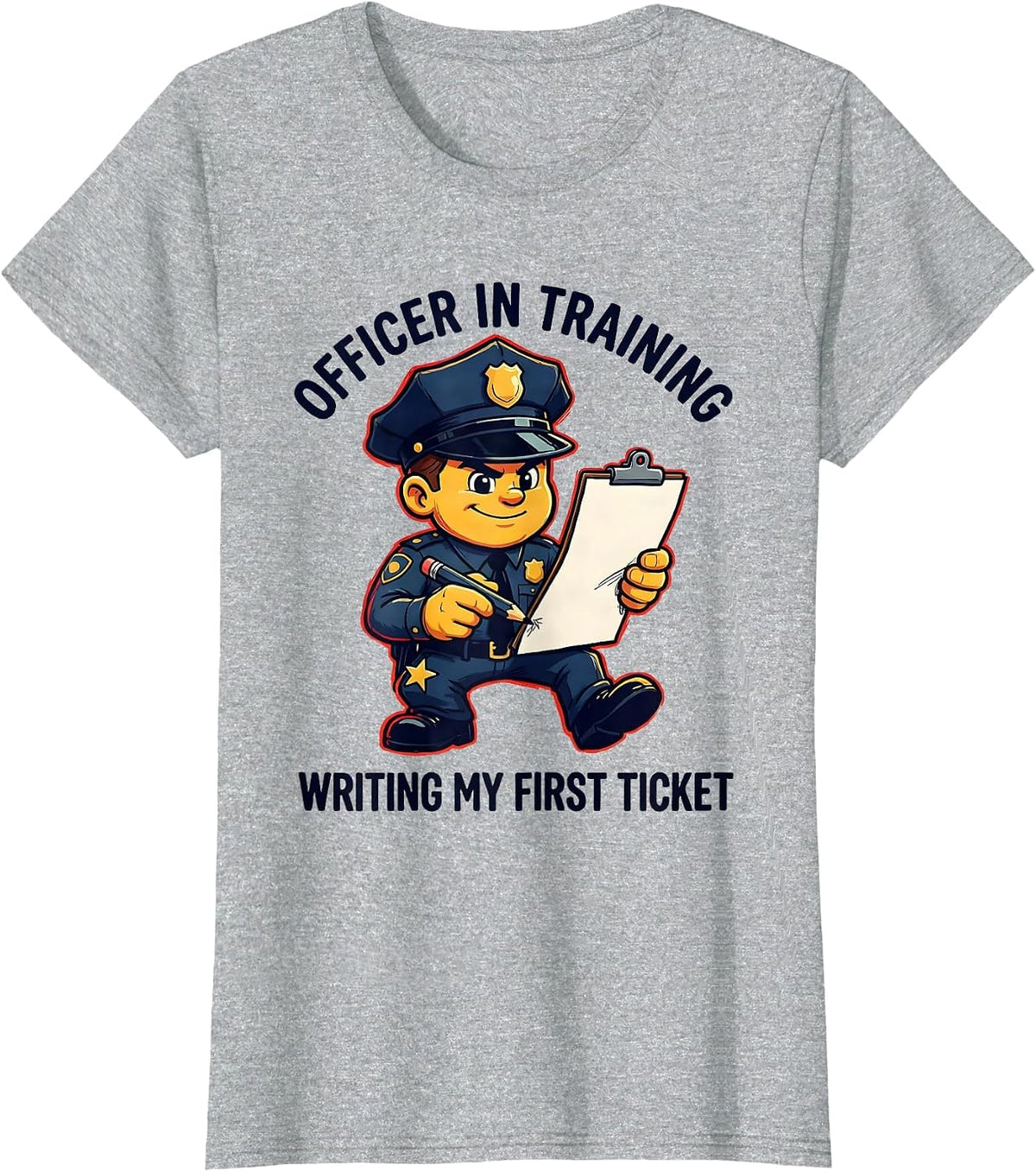 Officer In Training, Writing My First Ticket Kids T-Shirt - Heather Grey