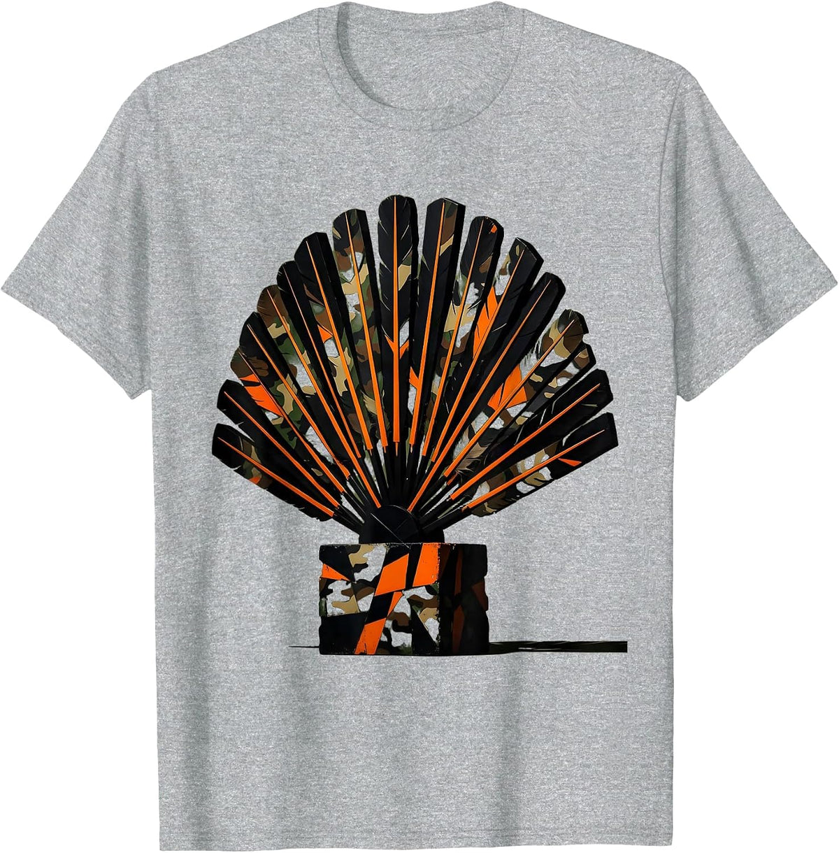 Men's Camo Turkey Feathers Forest Clearing Hunting Design T-Shirt - Heather Grey
