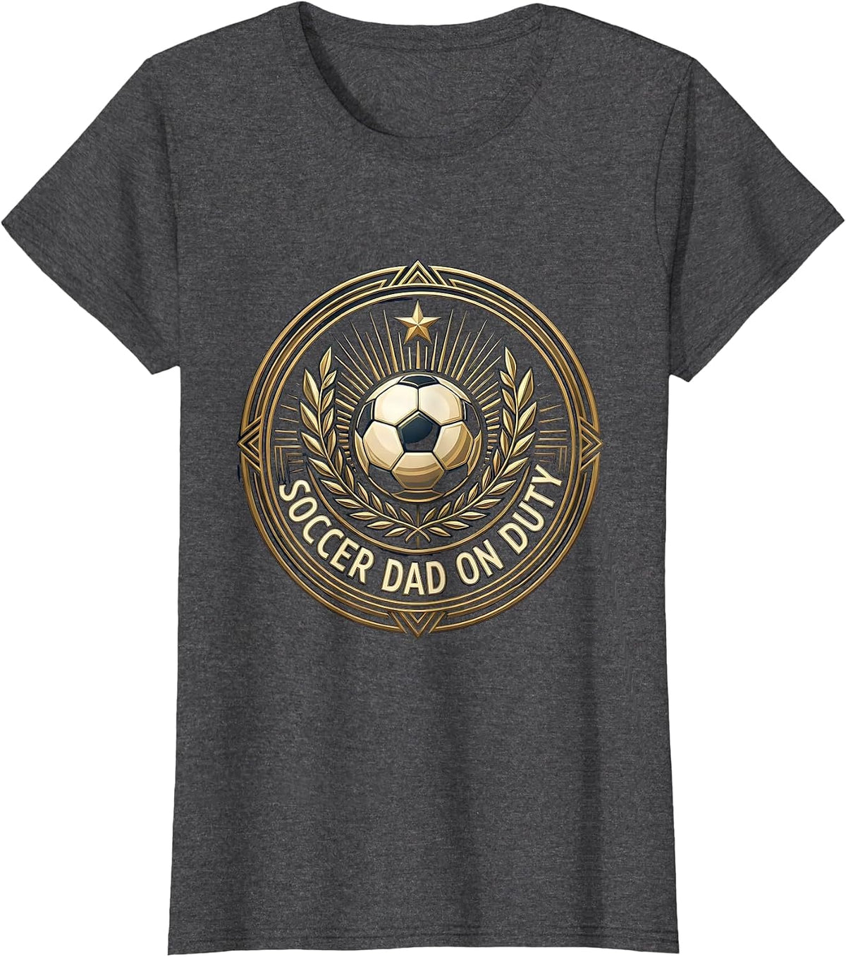 Women's Soccer Dad On Duty Graphic Design T-Shirt - Dark Heather Grey