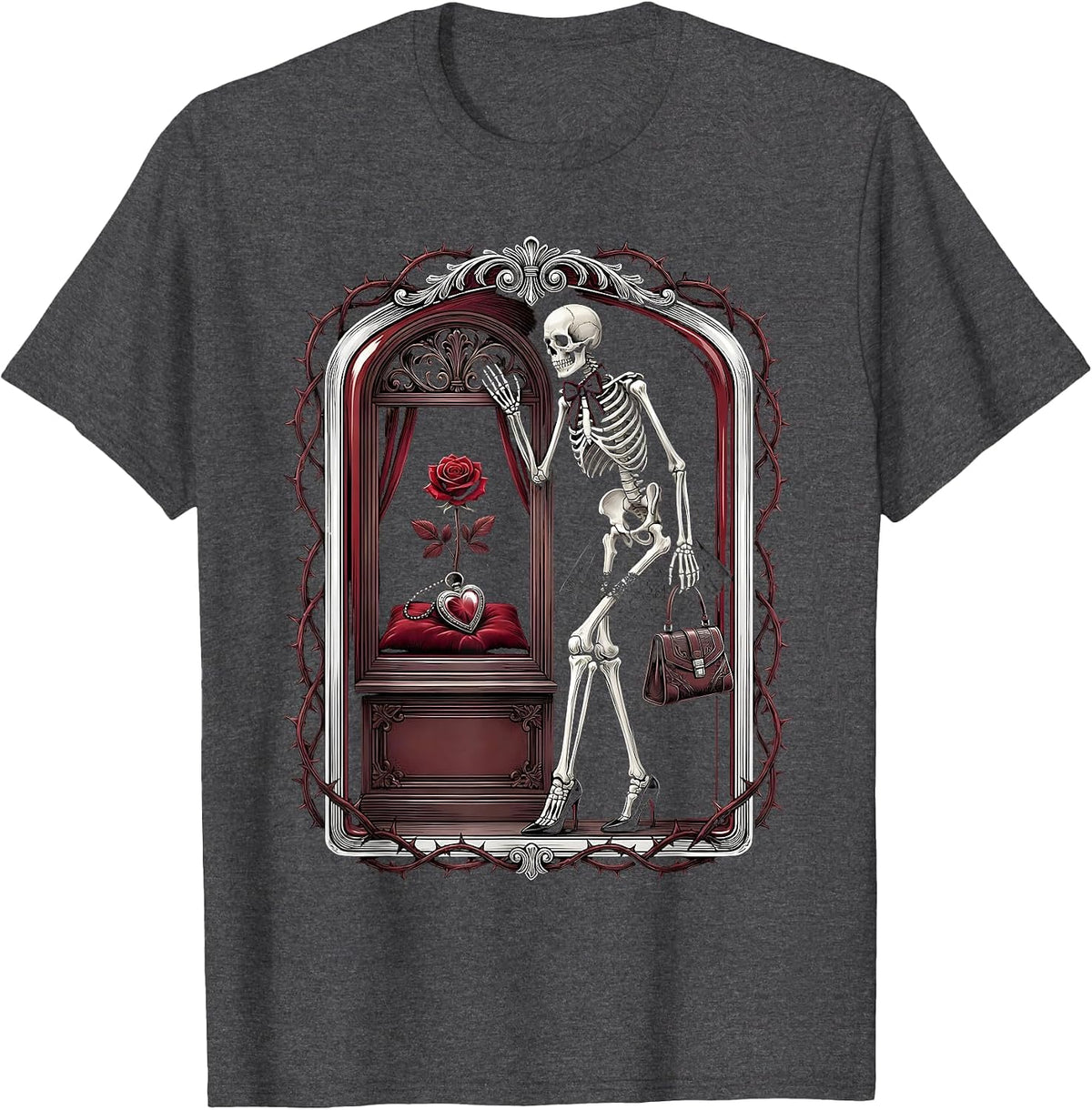 Men's Boo-Jee Skeleton Designer Heels Window Shopping T-Shirt - Dark Heather Grey
