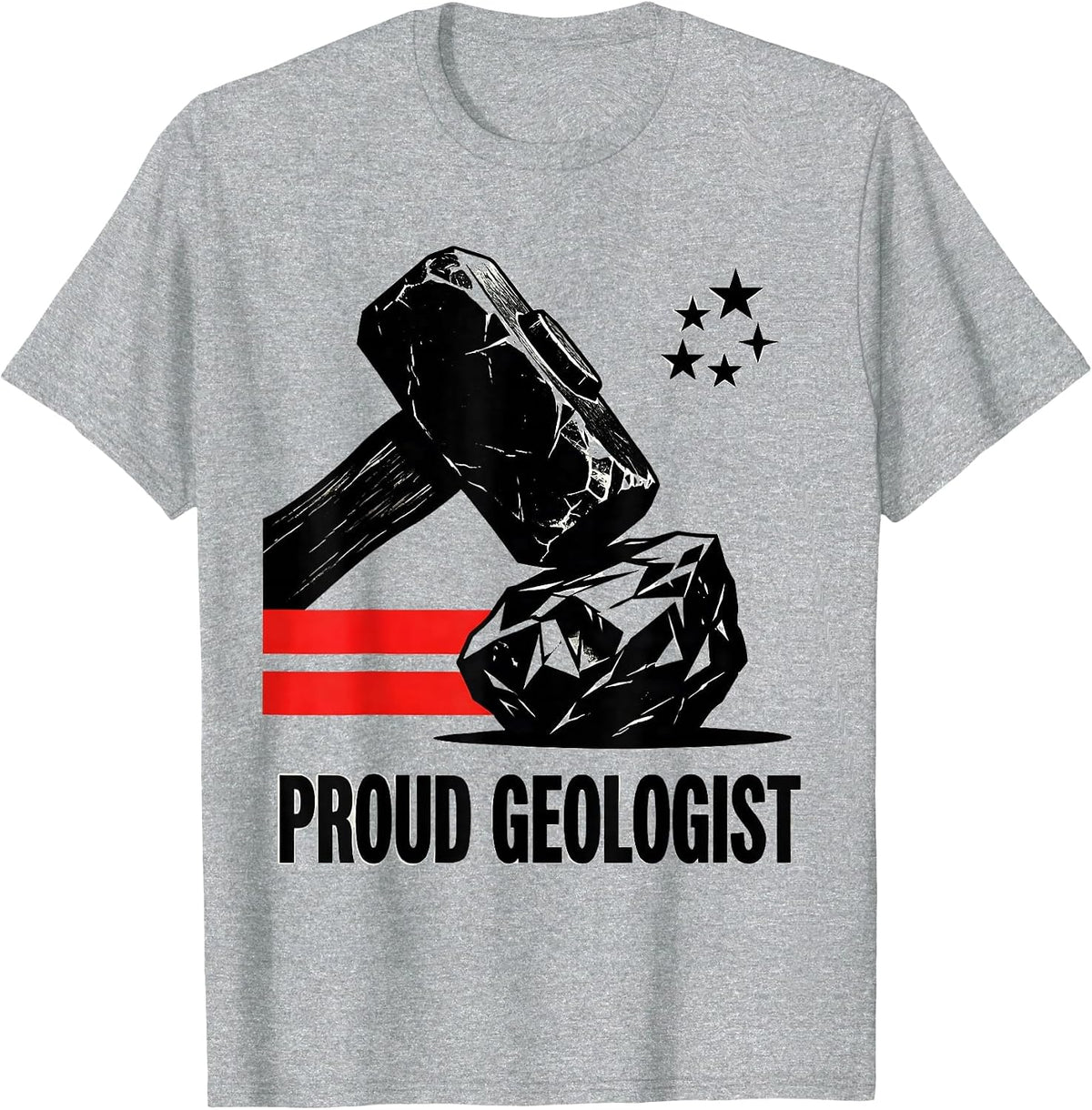 Men's Proud Geologist Brutalist Graphic Patriotic Occupation Pride T-Shirt - Heather Grey
