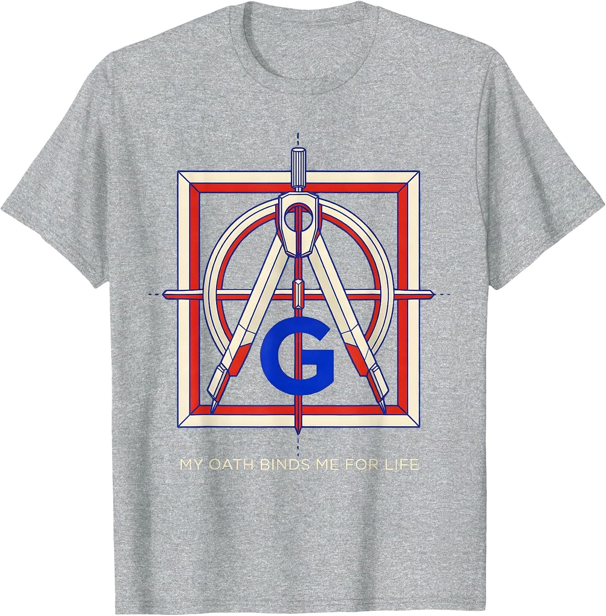 Men's My Oath Binds Me For Life Geometric Freemason Square T-Shirt - Heather Grey