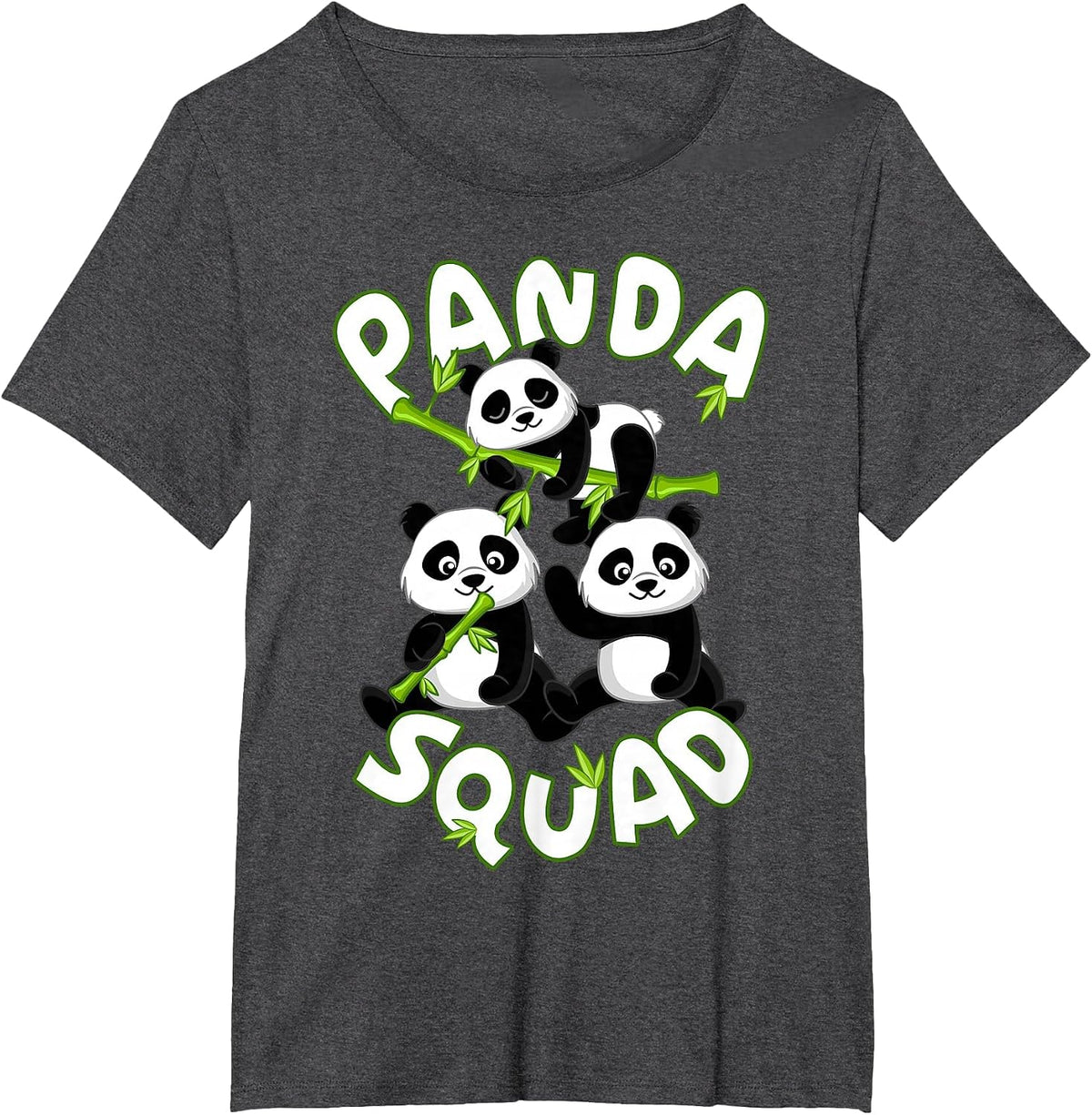 Cute Panda Family Graphic - Panda Squad T-Shirt - Dark Heather Grey