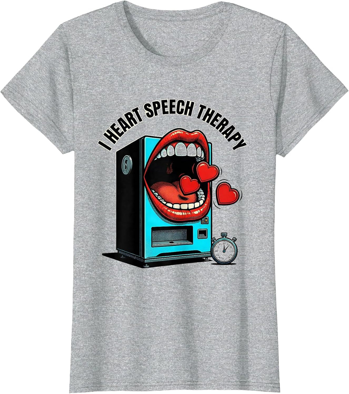 I Heart Speech Therapy Pop Art Speech Pathologist Valentine T-Shirt - Heather Grey