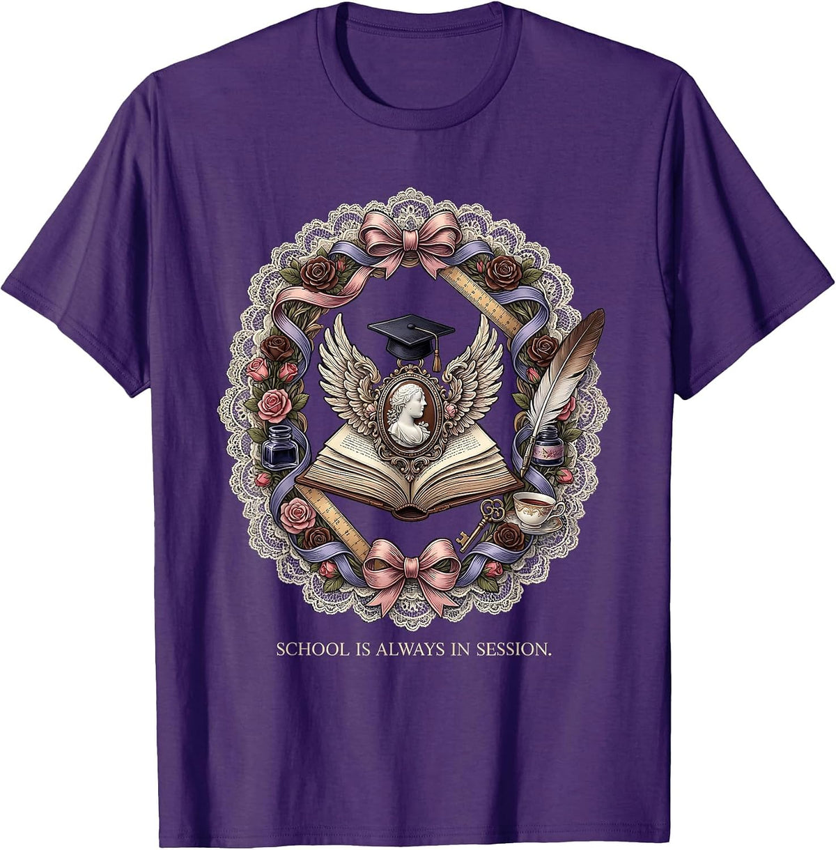 Men's School Is Always In Session Teacher Design T-Shirt - Purple