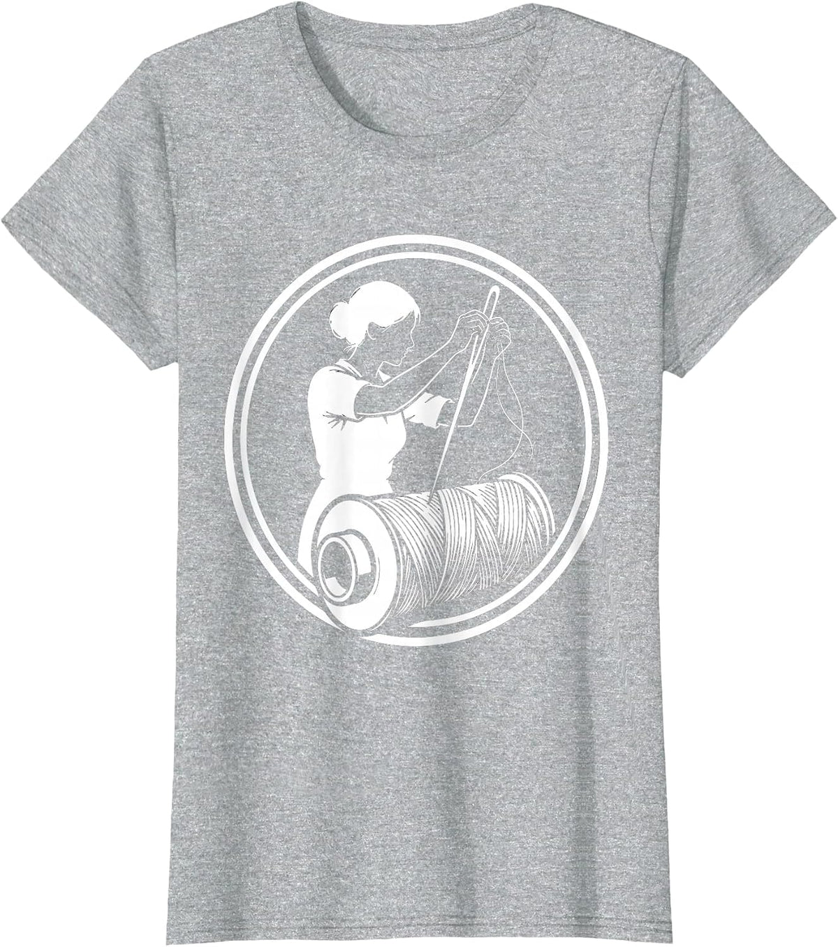 Labor Day Seamstress Needle and Spool Illustration T-Shirt - Heather Grey