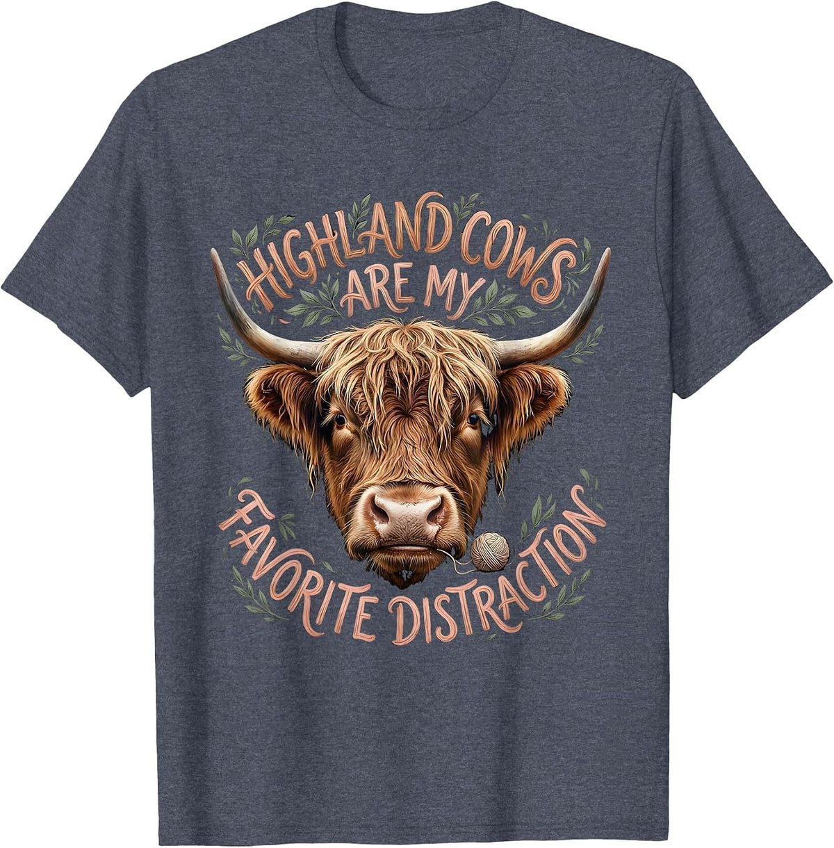 Men's Highland Cows Are My Favorite Distraction Funny T-Shirt - Heather Blue