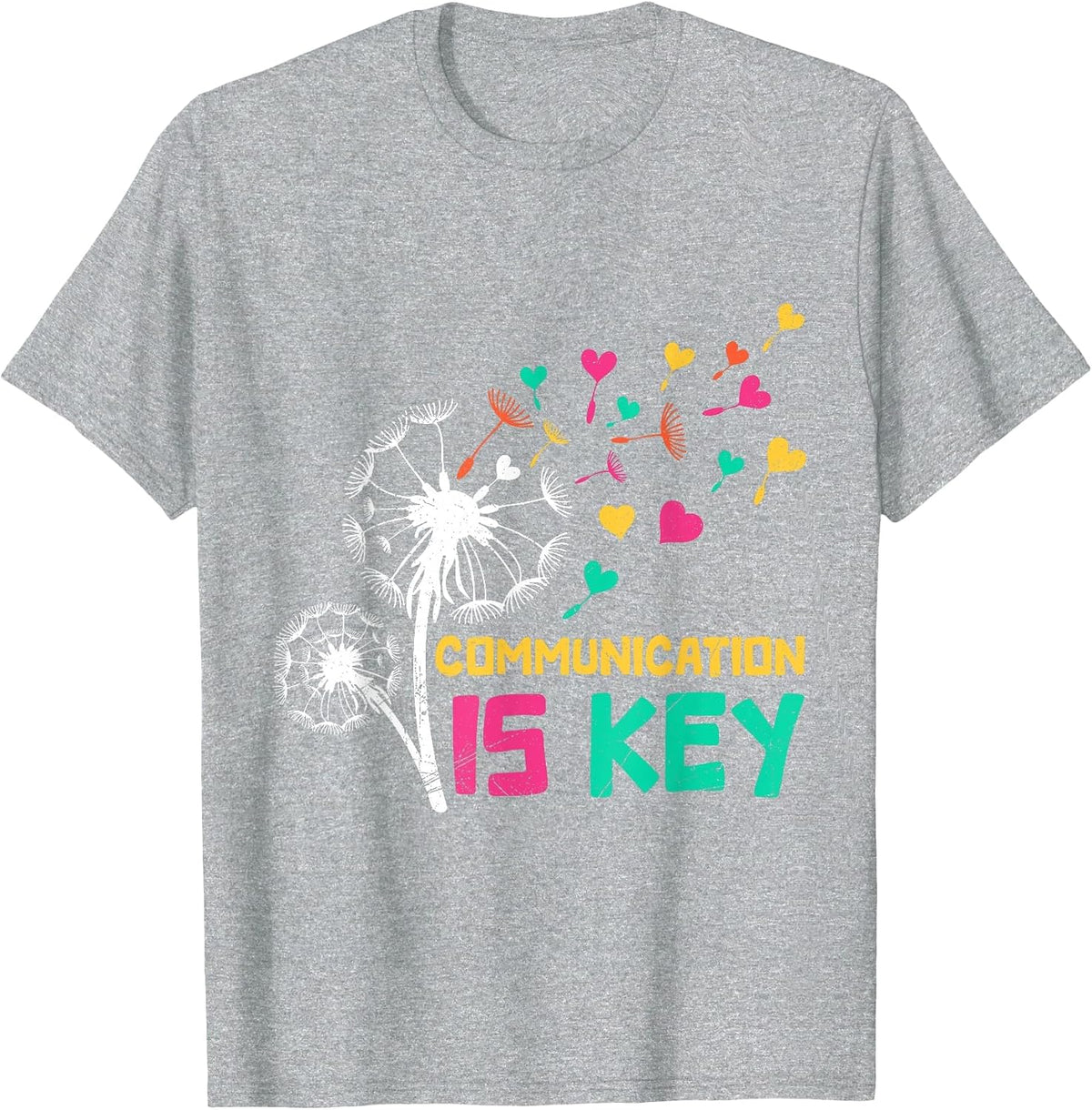 Autism Communication is Key Funny Dandelion T-Shirt - Heather Grey