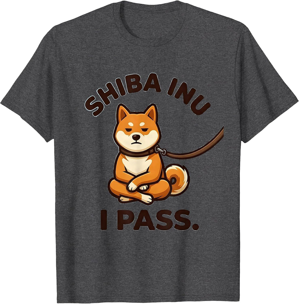 Men's Shiba Inu I Pass Funny Dog Owner Gift Pet Lover Humor T-Shirt - Dark Heather Grey