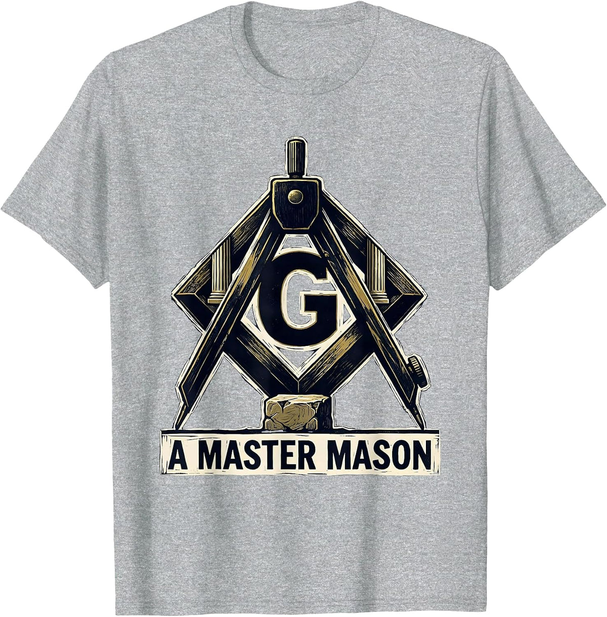 Men's A Master Mason Freemason Square Compass Masonic Pride T-Shirt - Heather Grey