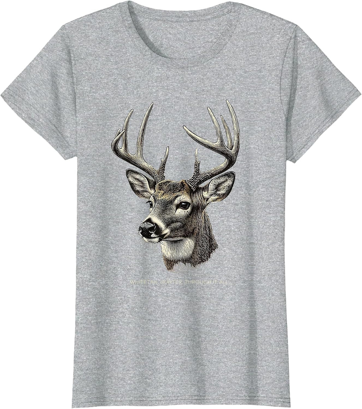 Whitetail Hunter Through It All Crosshatch Etching Hunting T-Shirt - Heather Grey