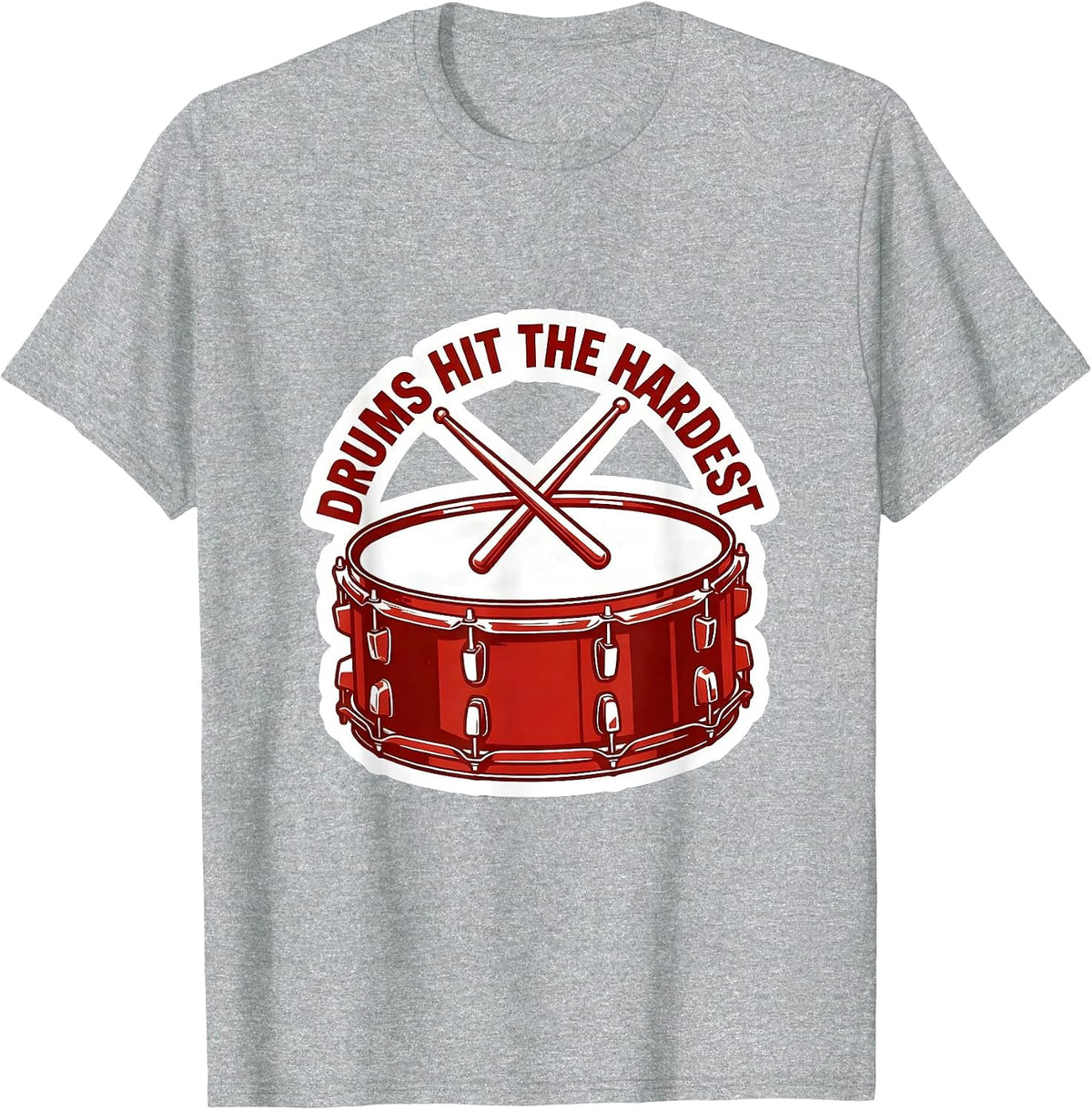 Men's Drums Hit The Hardest Drummer Design T-Shirt - Heather Grey