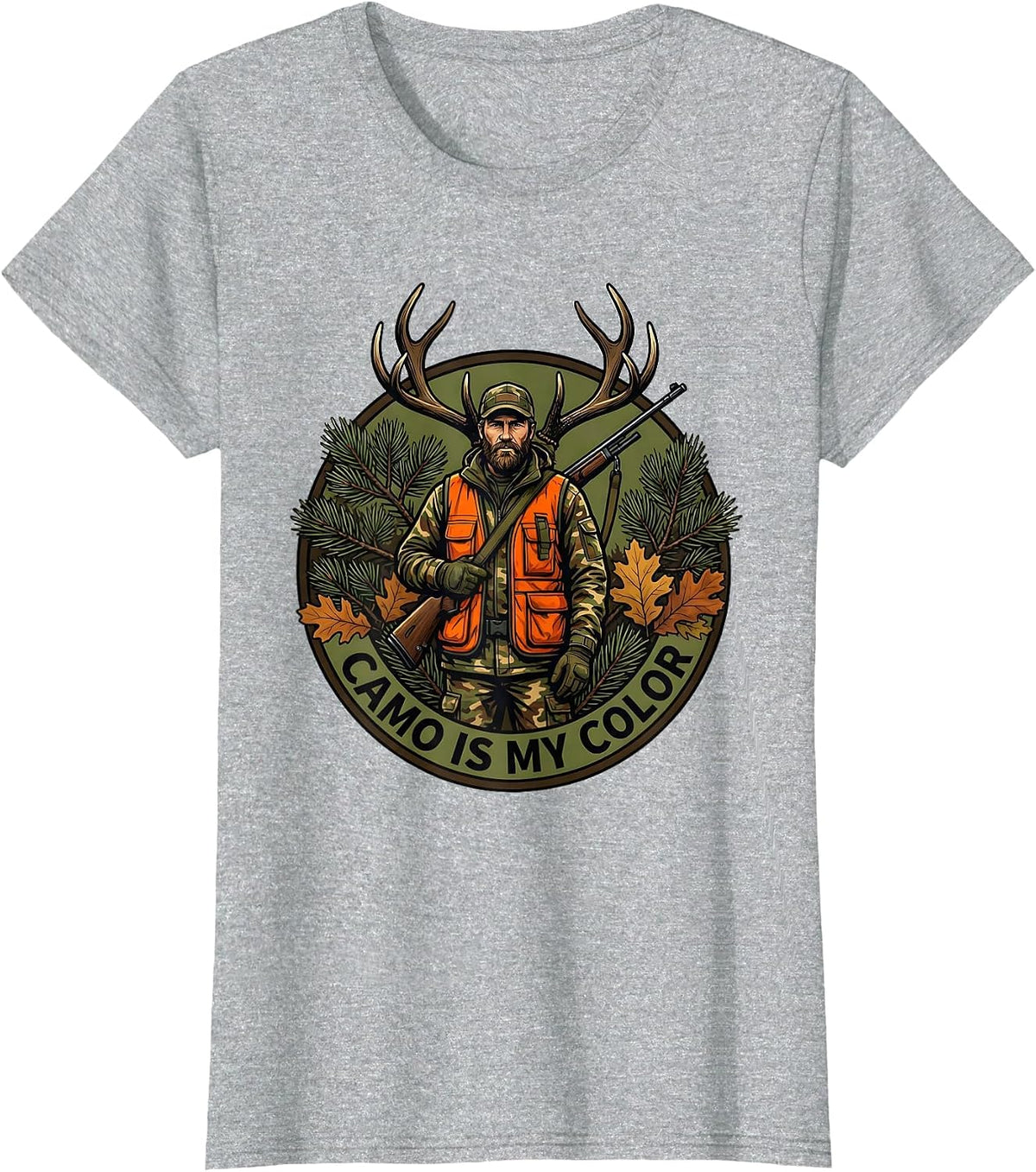 Camo Is My Color Hunting Design T-Shirt - Heather Grey
