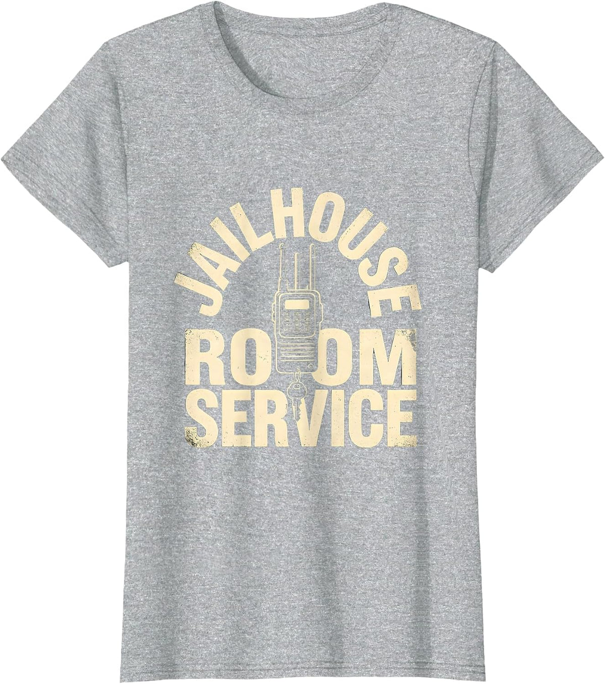 Jailhouse Room Service Funny Police Officer Correctional T-Shirt - Heather Grey