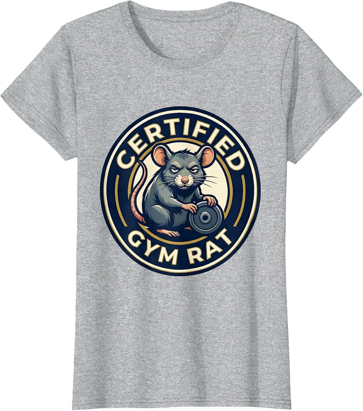 Certified Gym Rat Sarcastic Rat Lover Animal Humor T-Shirt - Heather Grey