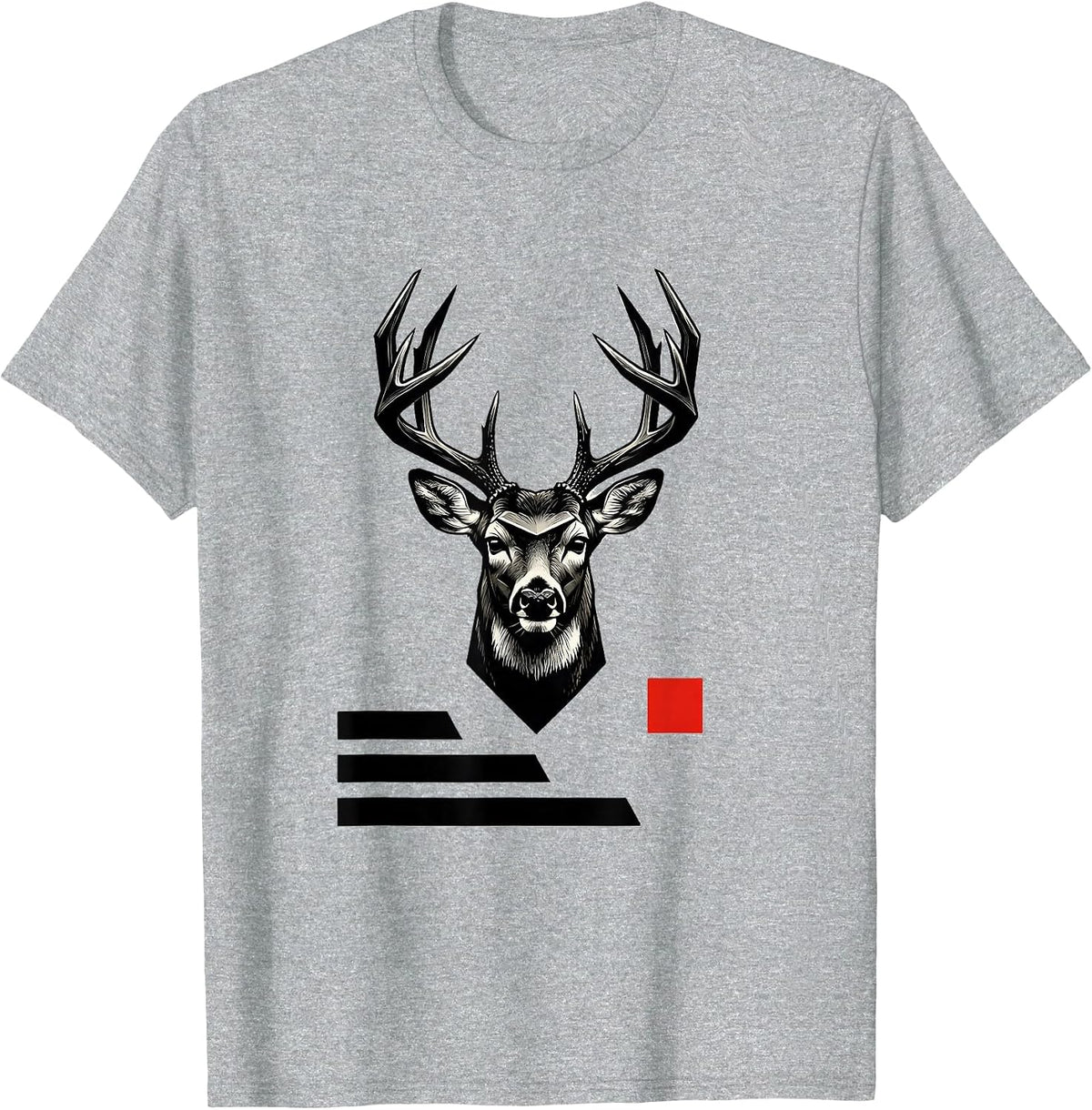 Men's Geometric Whitetail Crown Deer Hunting Dad Humor T-Shirt - Heather Grey