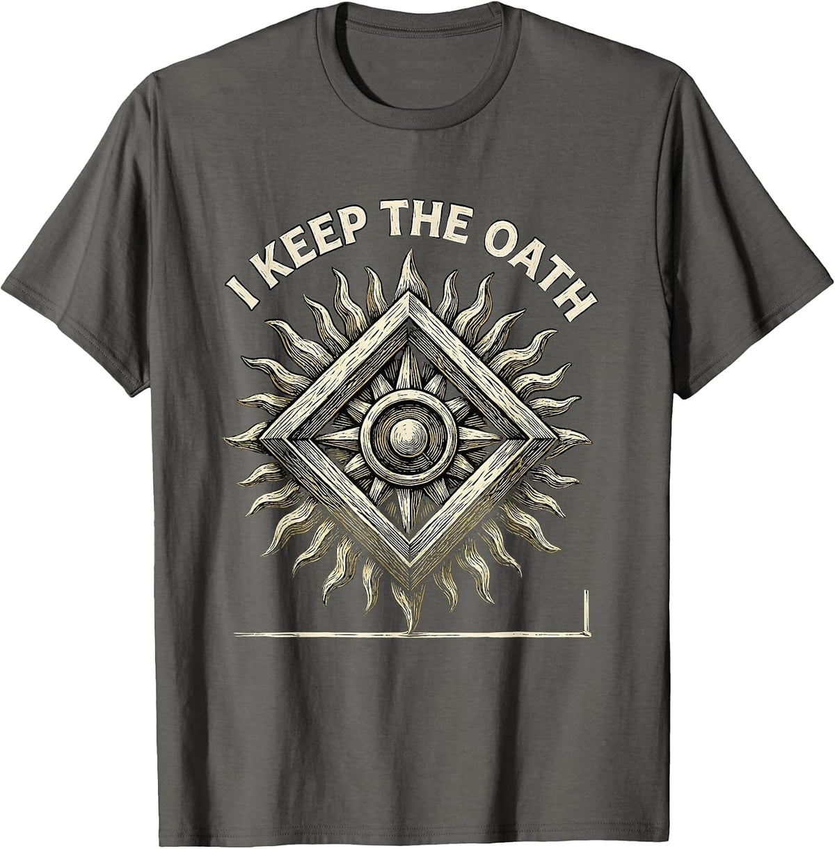 Men's I Keep The Oath Freemason Square and Compass Masonic T-Shirt - Asphalt Grey