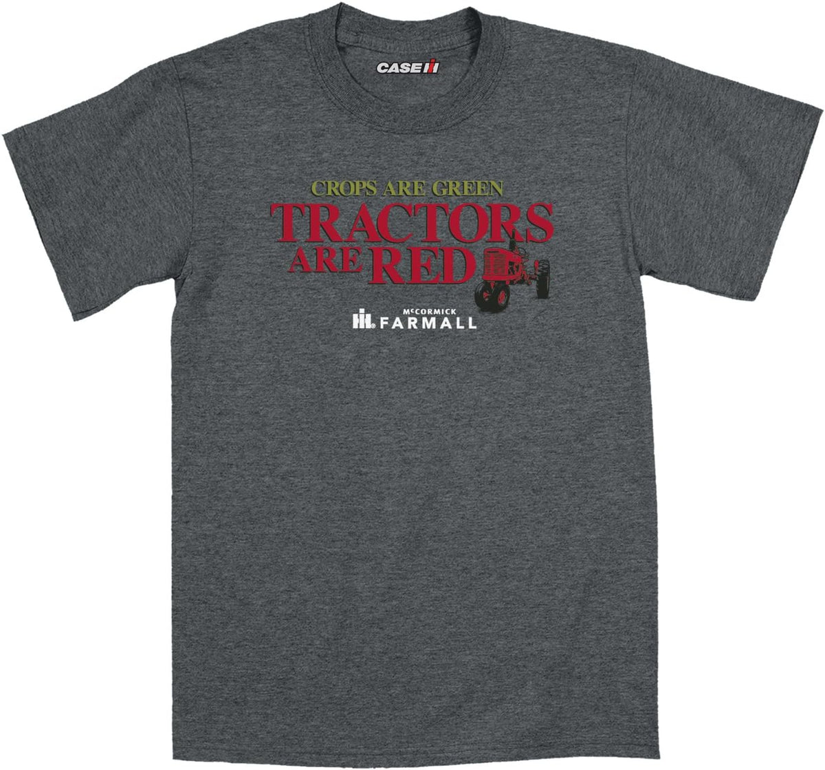 Crops are Green Tractors are Red - Men's Short Sleeve Graphic T-Shirt - Heather Charcoal