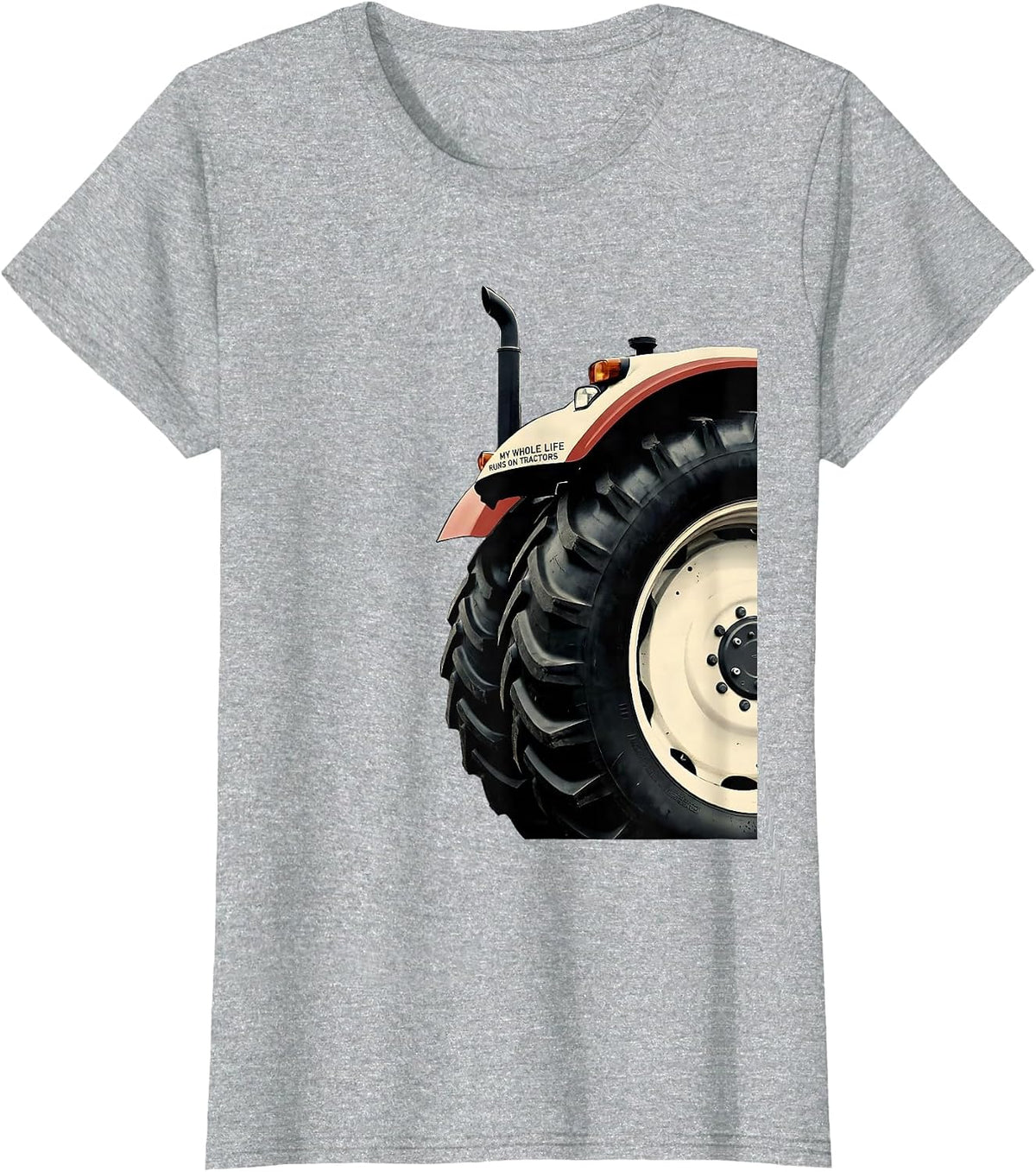Women's My Whole Life Runs On Tractors Funny Farm Dad Tractor Lover T-Shirt - Heather Grey