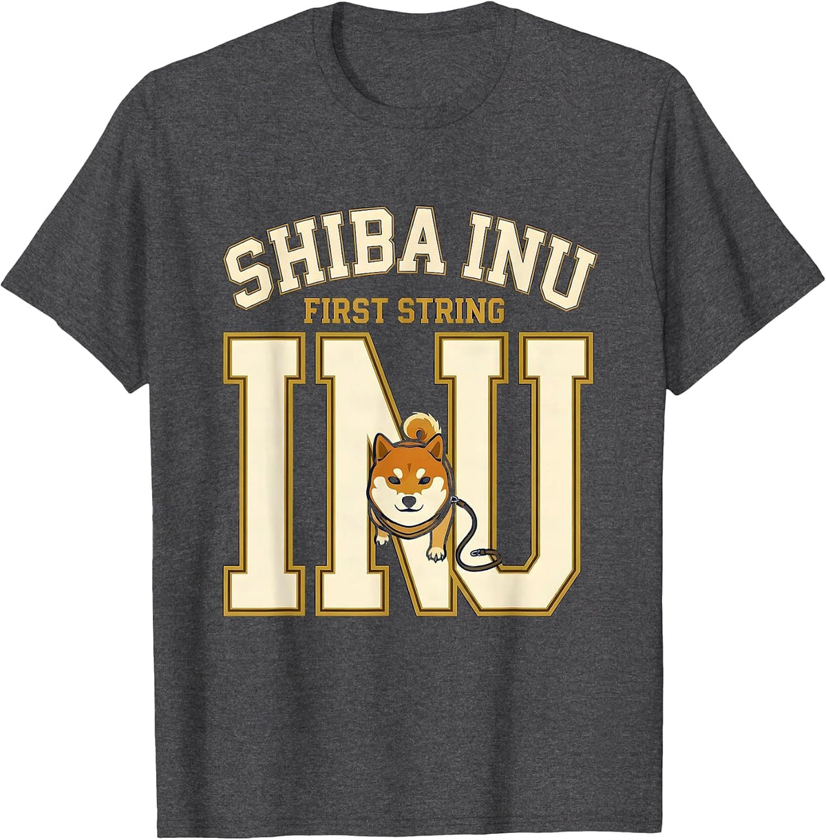 Men's Shiba Inu First String Funny Dog Lover Gift Women Girls T-Shirt - Dark Heather Grey