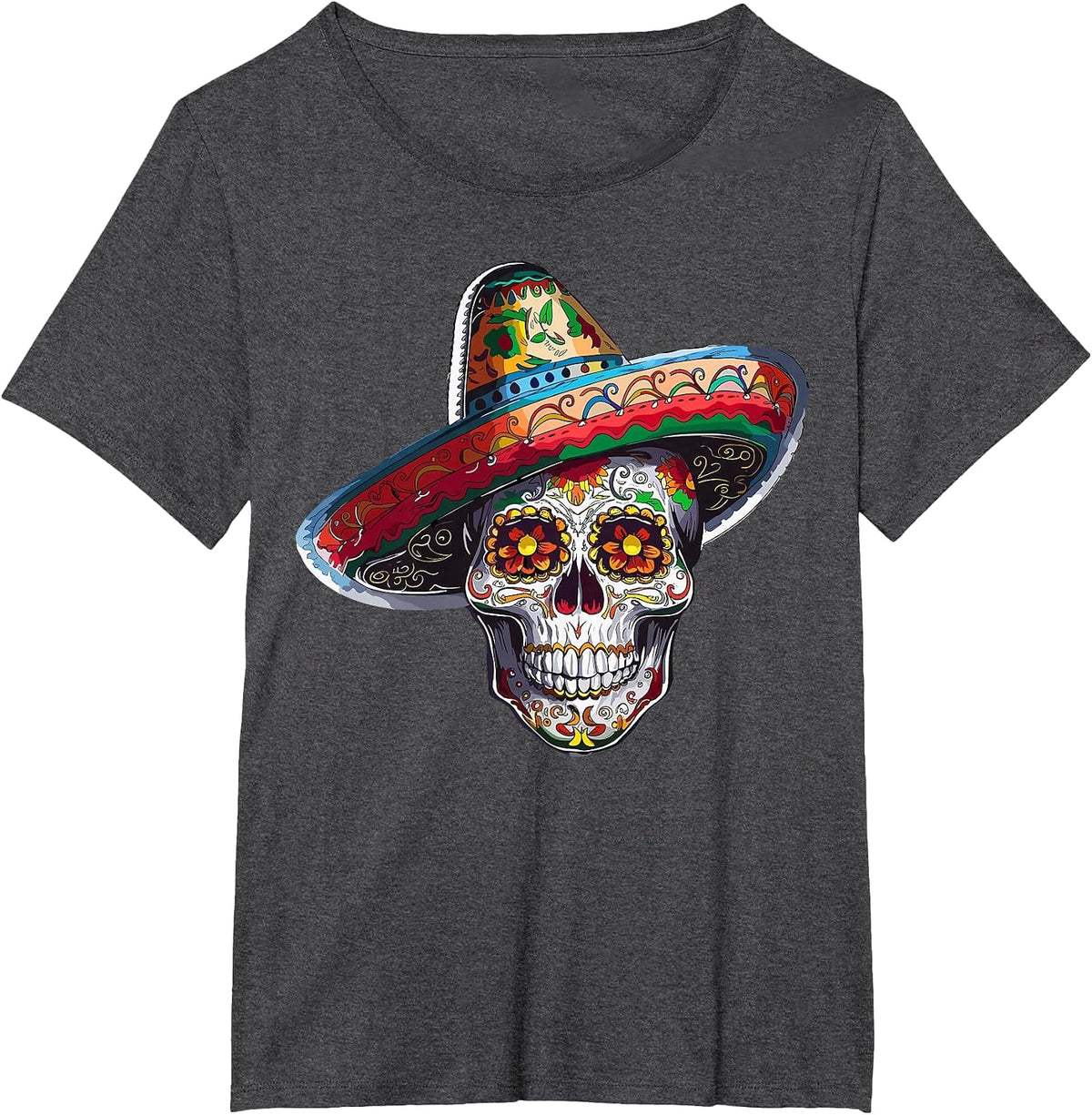 Cinco De Mayo Fiesta Mexican Skull T-Shirt - Dark Heather Grey