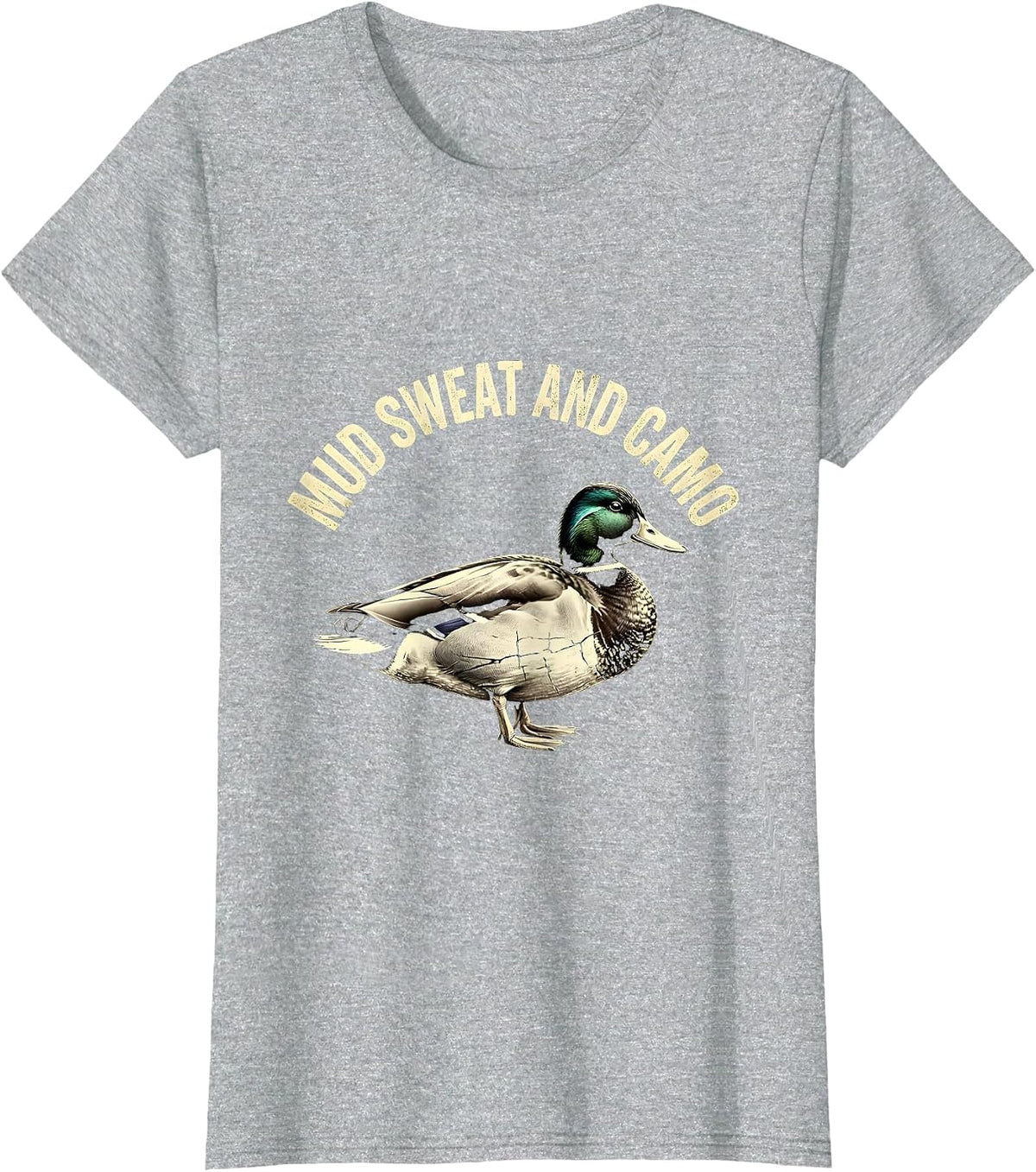 Women's Mud Sweat and Camo Bottomland Hunting Design T-Shirt - Heather Grey