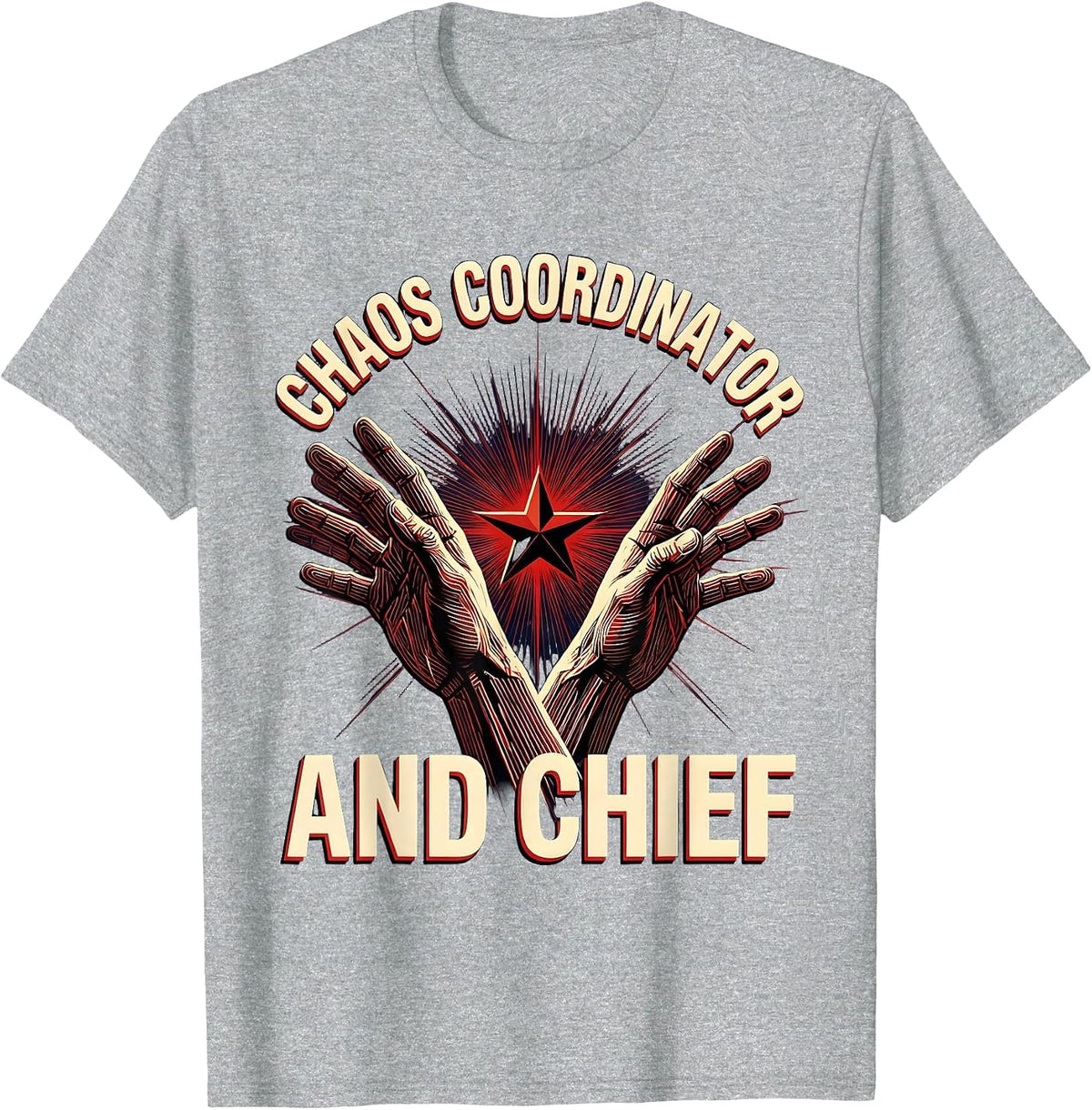Men's Chaos Coordinator And Chief Mom Design T-Shirt - Heather Grey