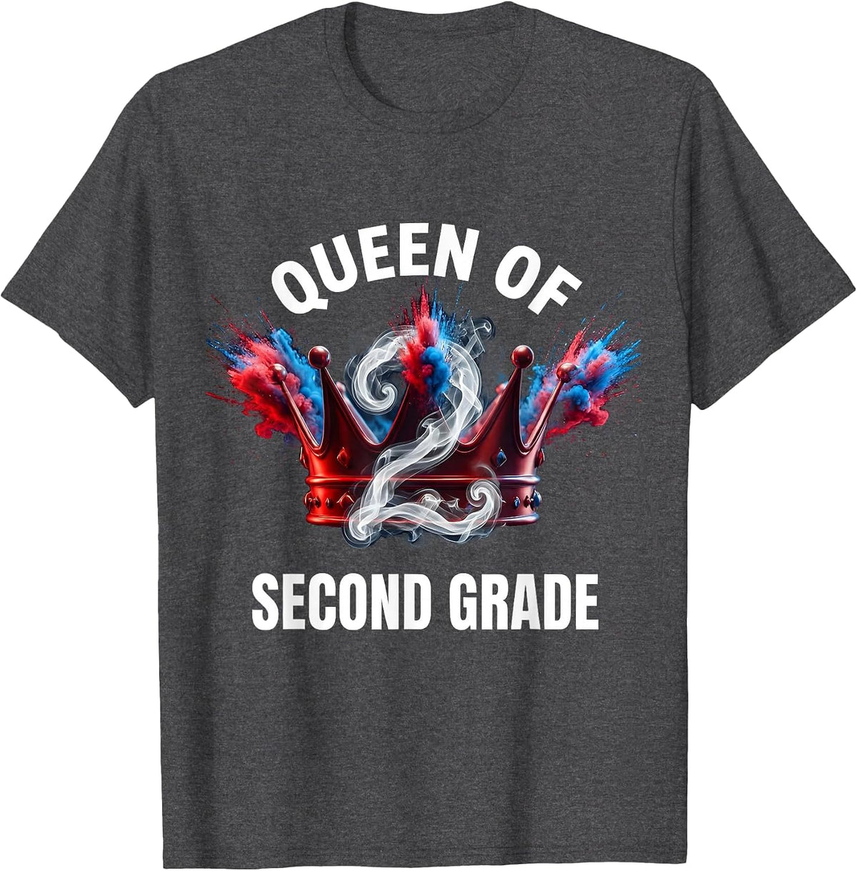 Queen of Second Grade Girls 2nd Grade Design T-Shirt - Dark Heather Grey