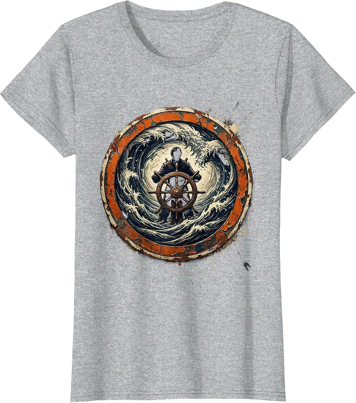 Women's Chaos Coordinator Ship Wheel Whirlpool Graphic T-Shirt - Heather Grey