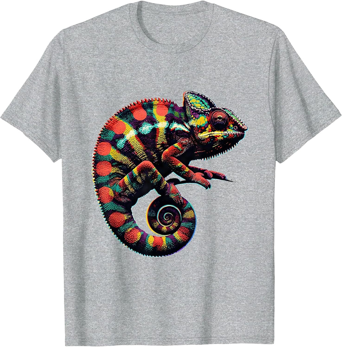 Men's Dot Day Chameleon Multicolored Spots Illustration T-Shirt - Heather Grey
