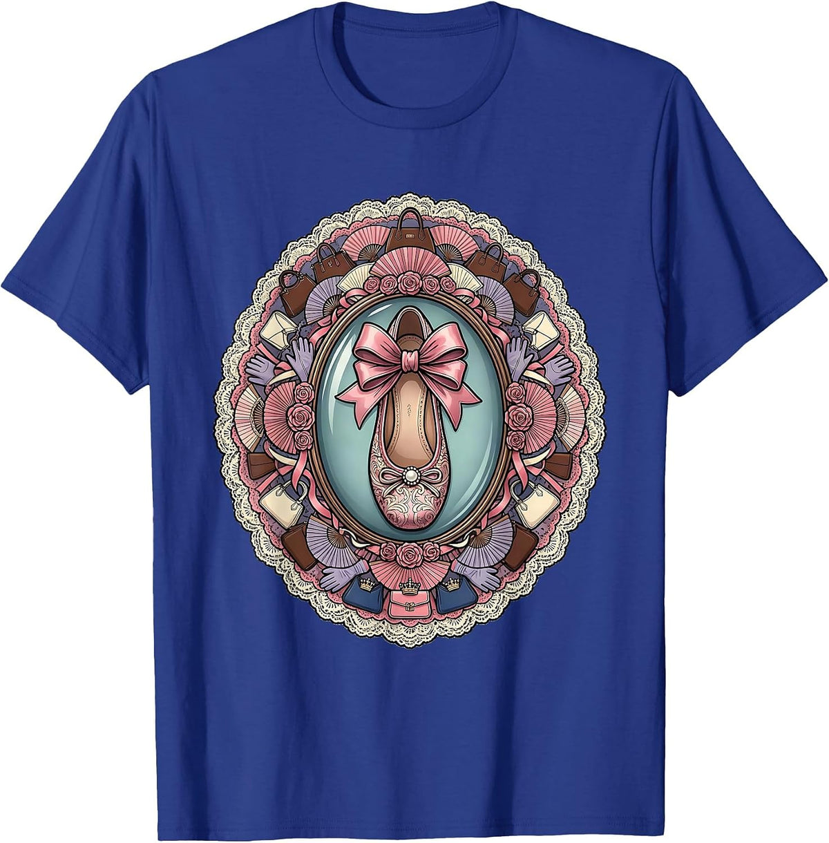Men's Ballet Flat Shoes Fashion Sketch Illustration T-Shirt - Royal Blue