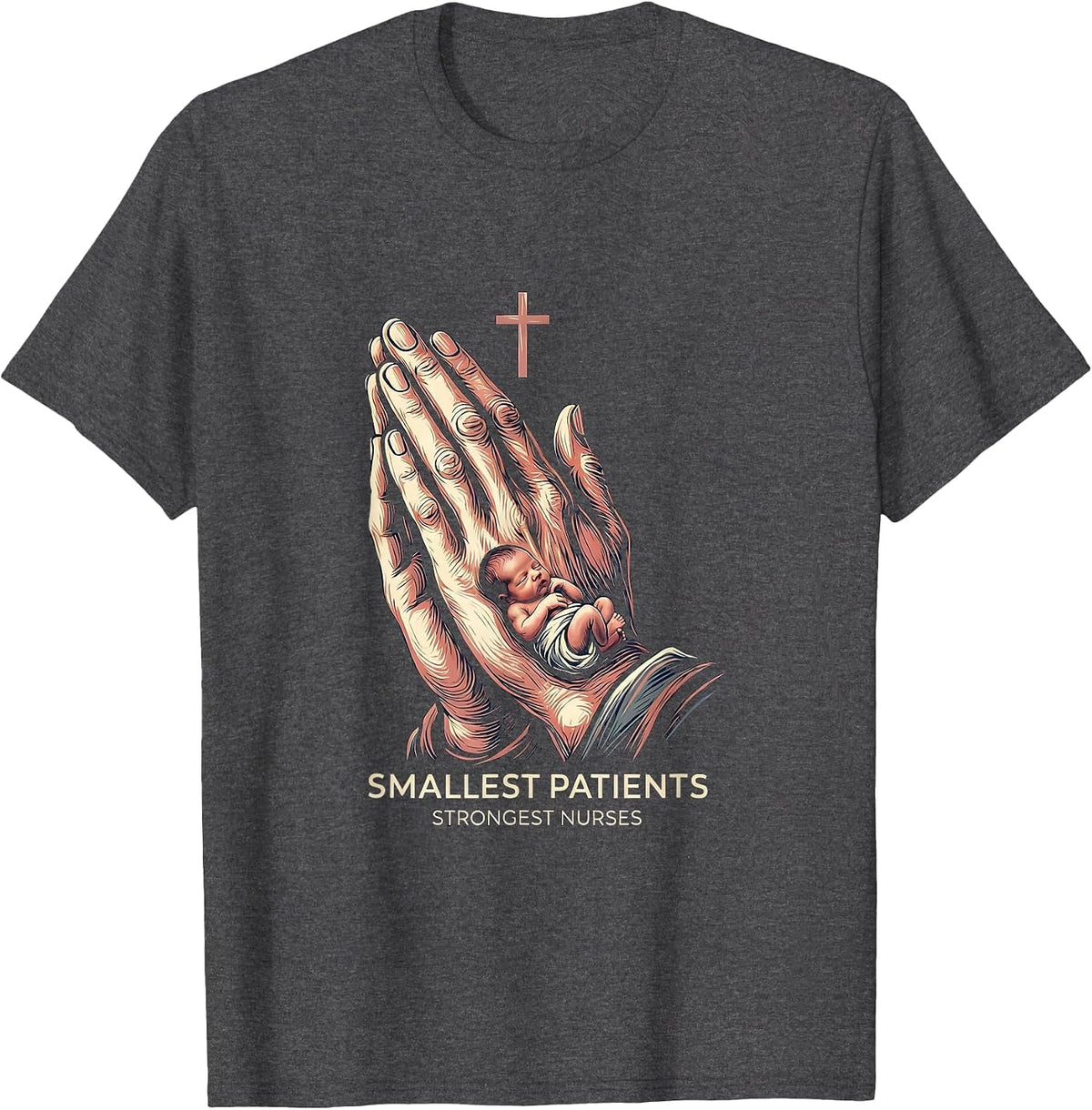 Men's Smallest Patients Strongest Nurses NICU Design T-Shirt - Dark Heather Grey