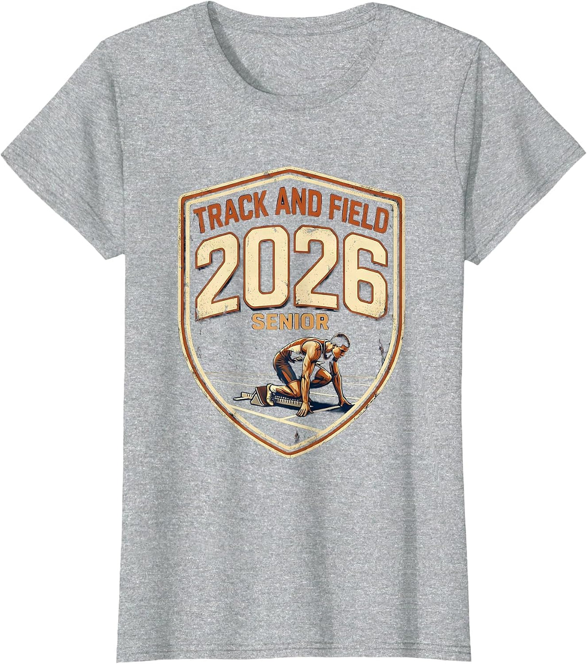 Track And Field Senior 2026 Vintage Graduation Pride T-Shirt - Heather Grey