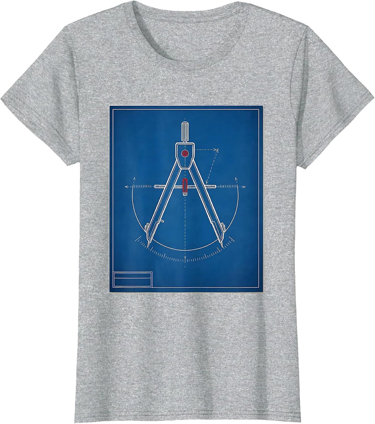 Women's Square and Compass Freemason Technical Blueprint Fraternal T-Shirt - Heather Grey