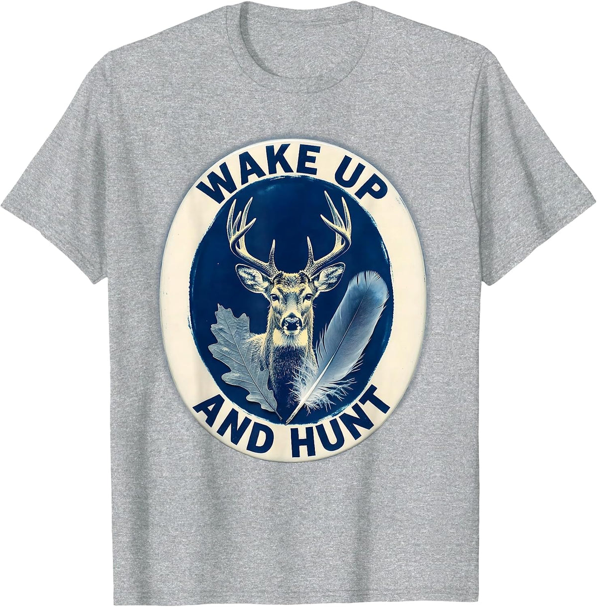 Men's Wake Up and Hunt Bold Hunting Graphic Design T-Shirt - Heather Grey