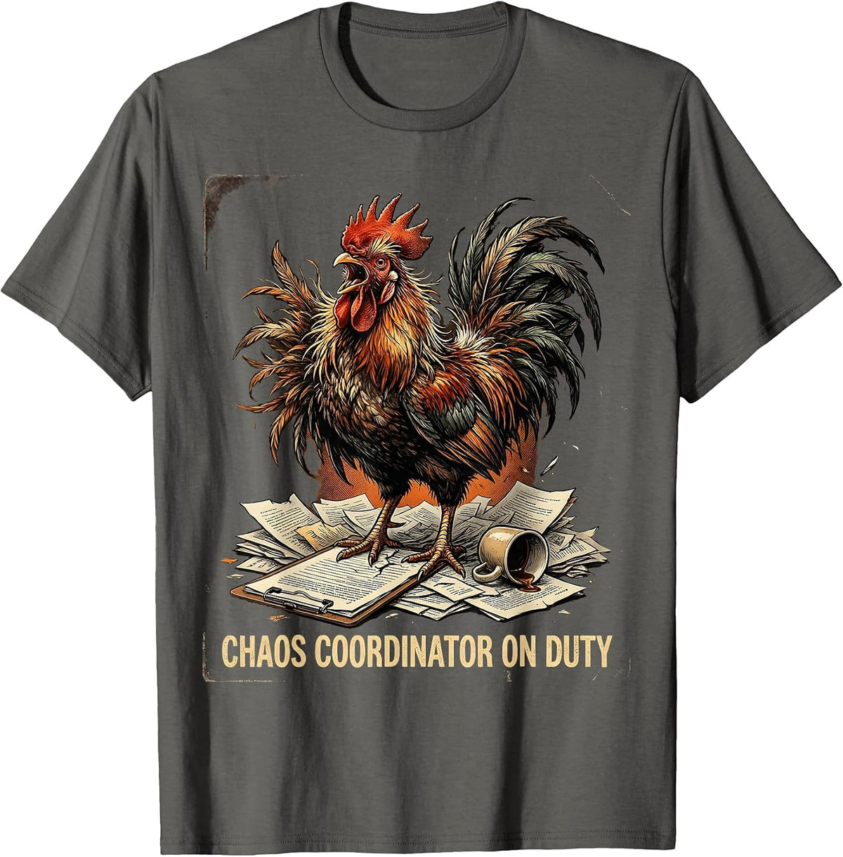 Men's Chaos Coordinator On Duty Funny Novelty Design T-Shirt - Asphalt Grey
