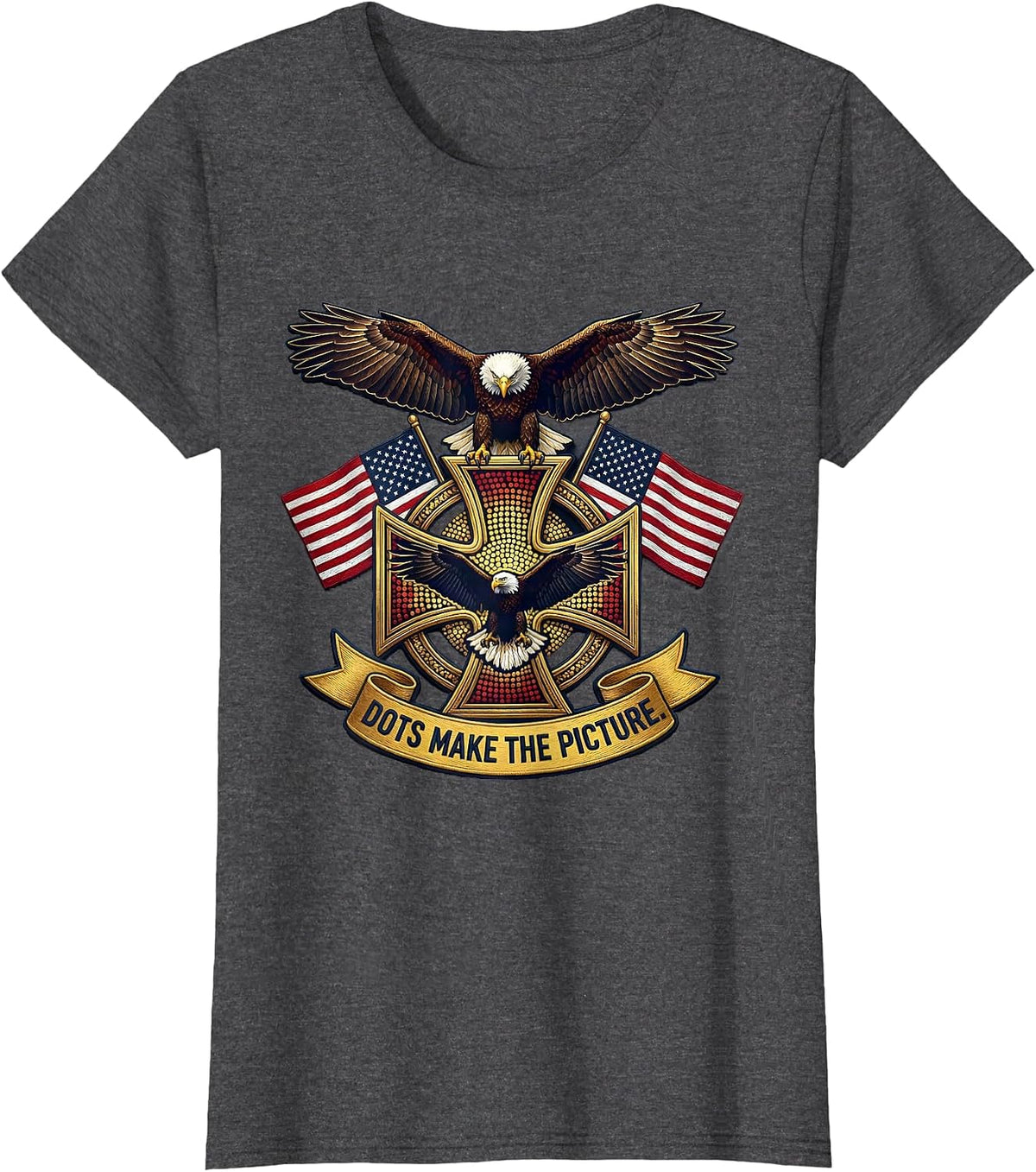 Women's Dots Make The Picture Artistic Dot Design T-Shirt - Dark Heather Grey