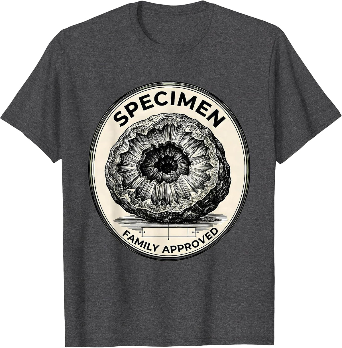 Men's Specimen Family Approved Botanical Geode Rock Collector T-Shirt - Dark Heather Grey
