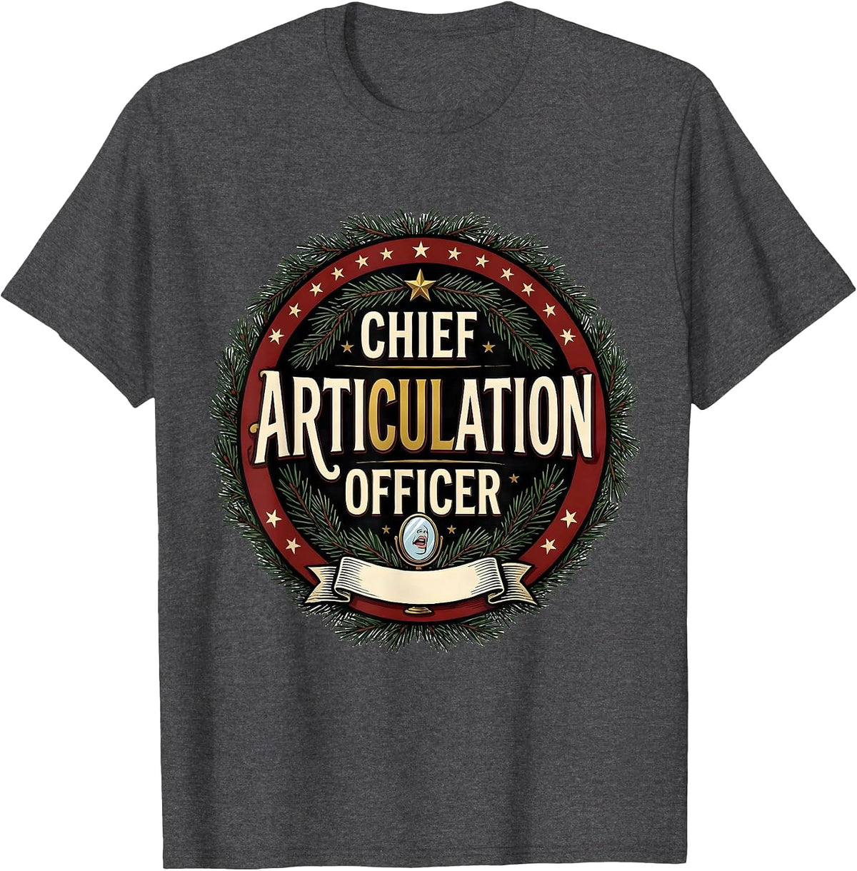 Men's Chief Articulation Officer Retro Groovy Speech Therapist T-Shirt - Dark Heather Grey