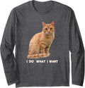 I Make What I Want Funny Orange Tabby Cat Lovers Long Sleeve T-Shirt - Adult Unisex Dark Heather Grey