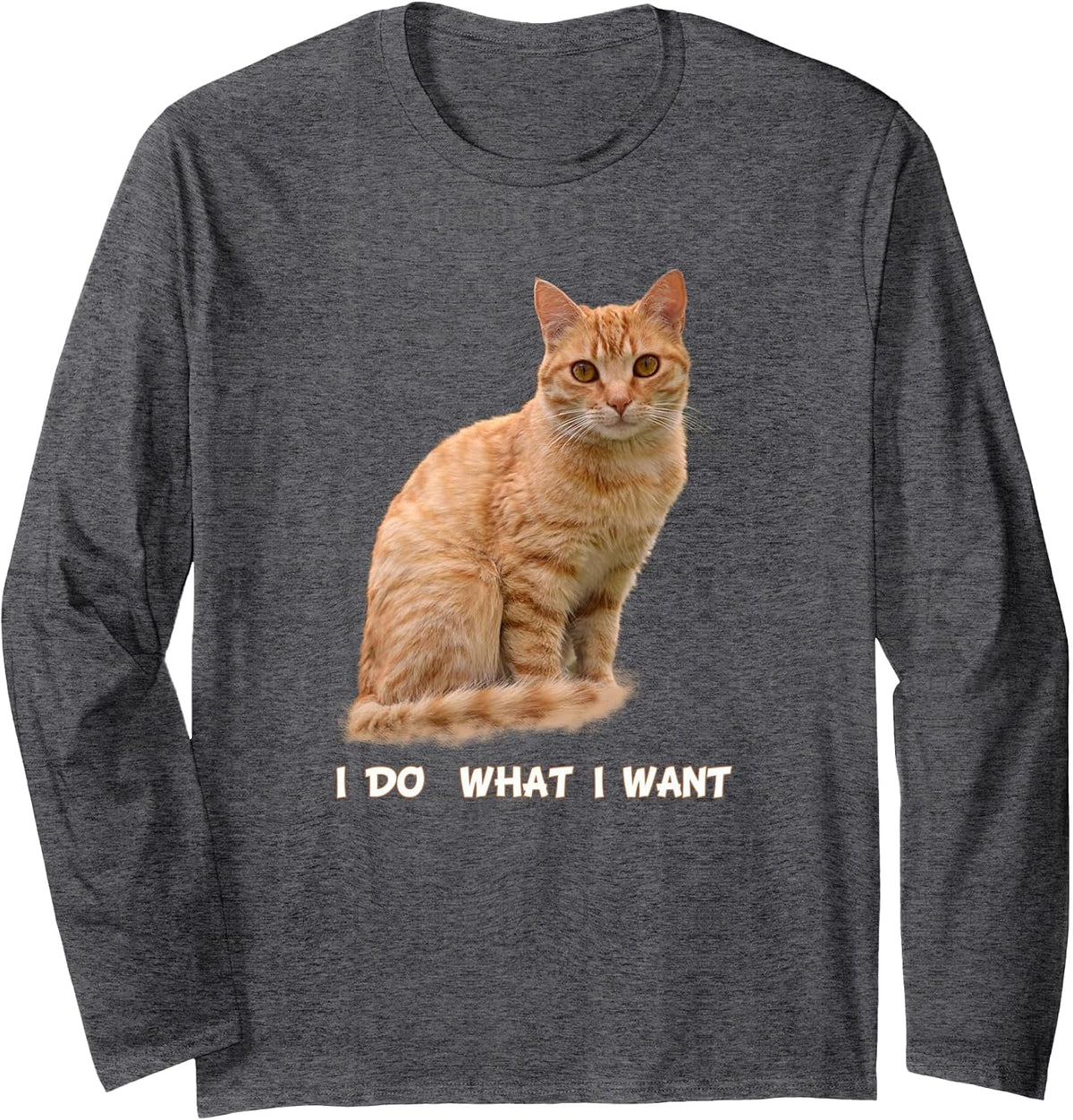 I Make What I Want Funny Orange Tabby Cat Lovers Long Sleeve T-Shirt - Adult Unisex Dark Heather Grey